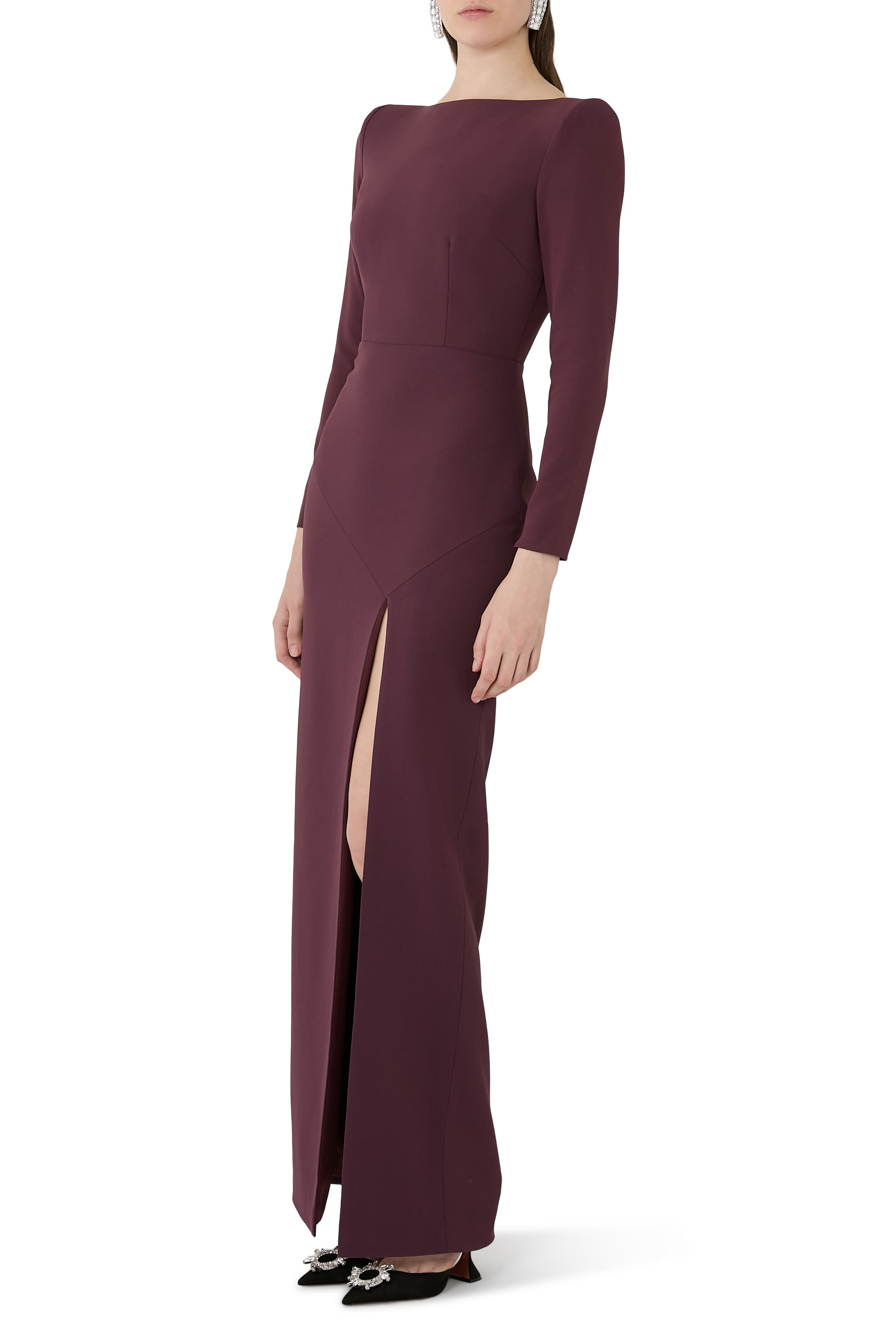  Long Sleeve Column Gown 