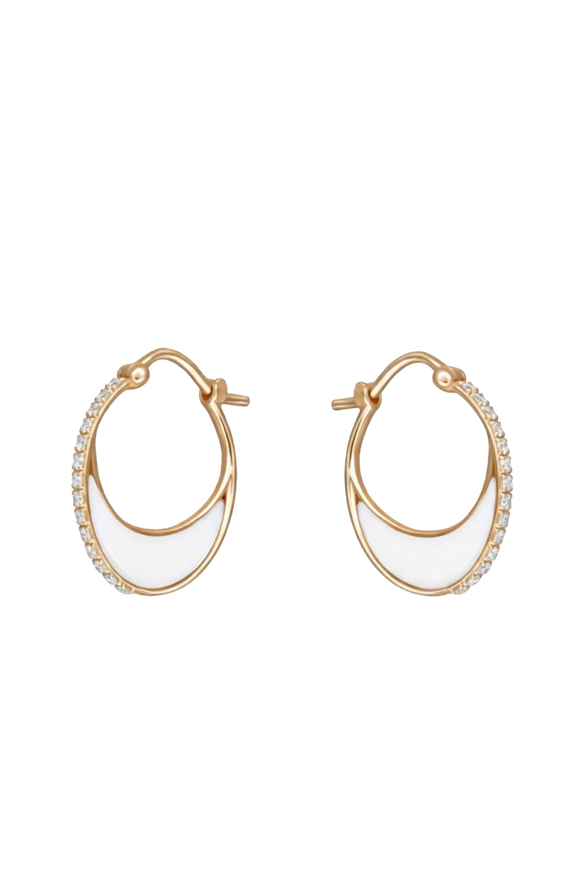 Bloop Earrings, Mother Of Pearl, Polished Gold & Diamonds
