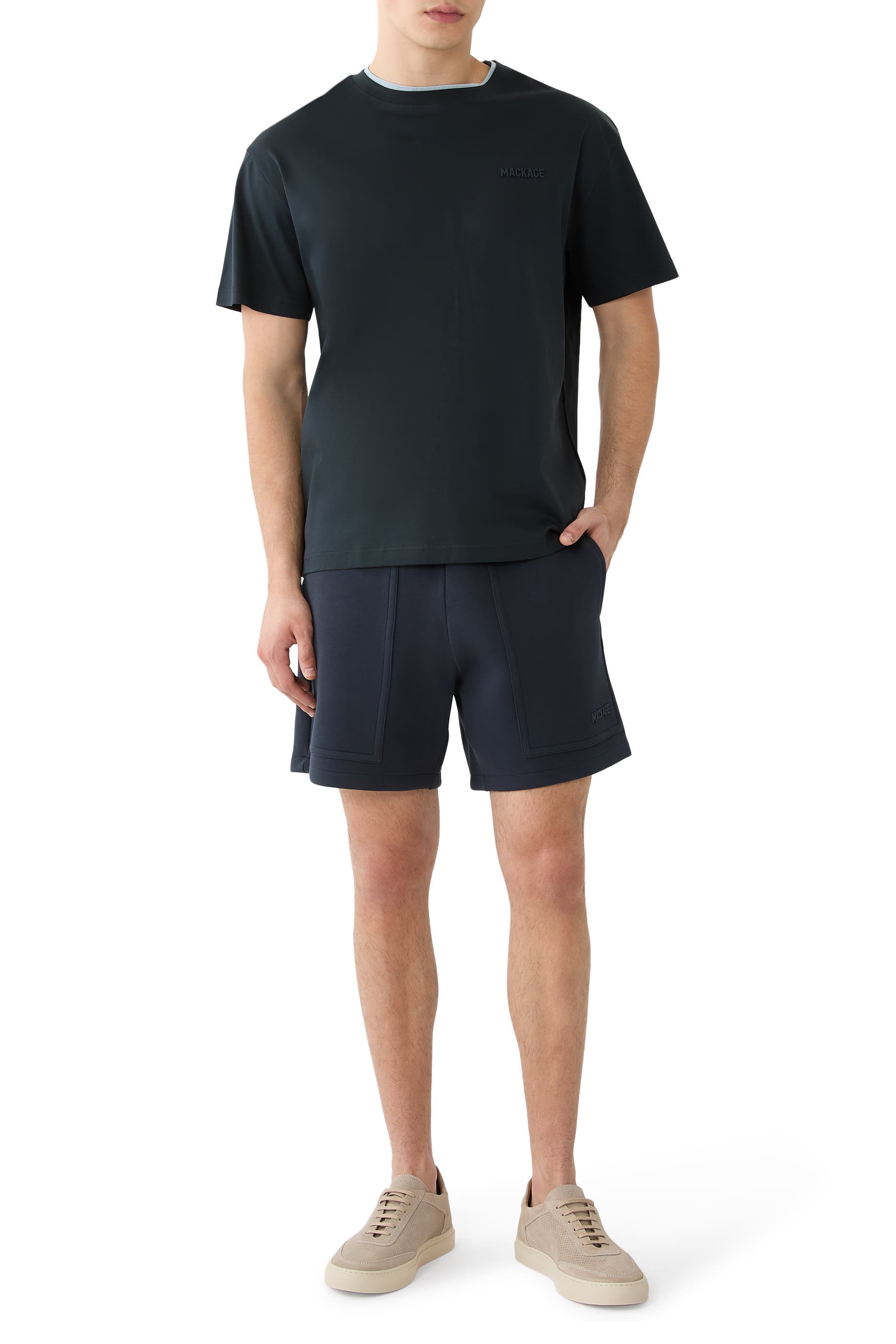 Tee-MNV Double Crewneck Collar T-Shirt 