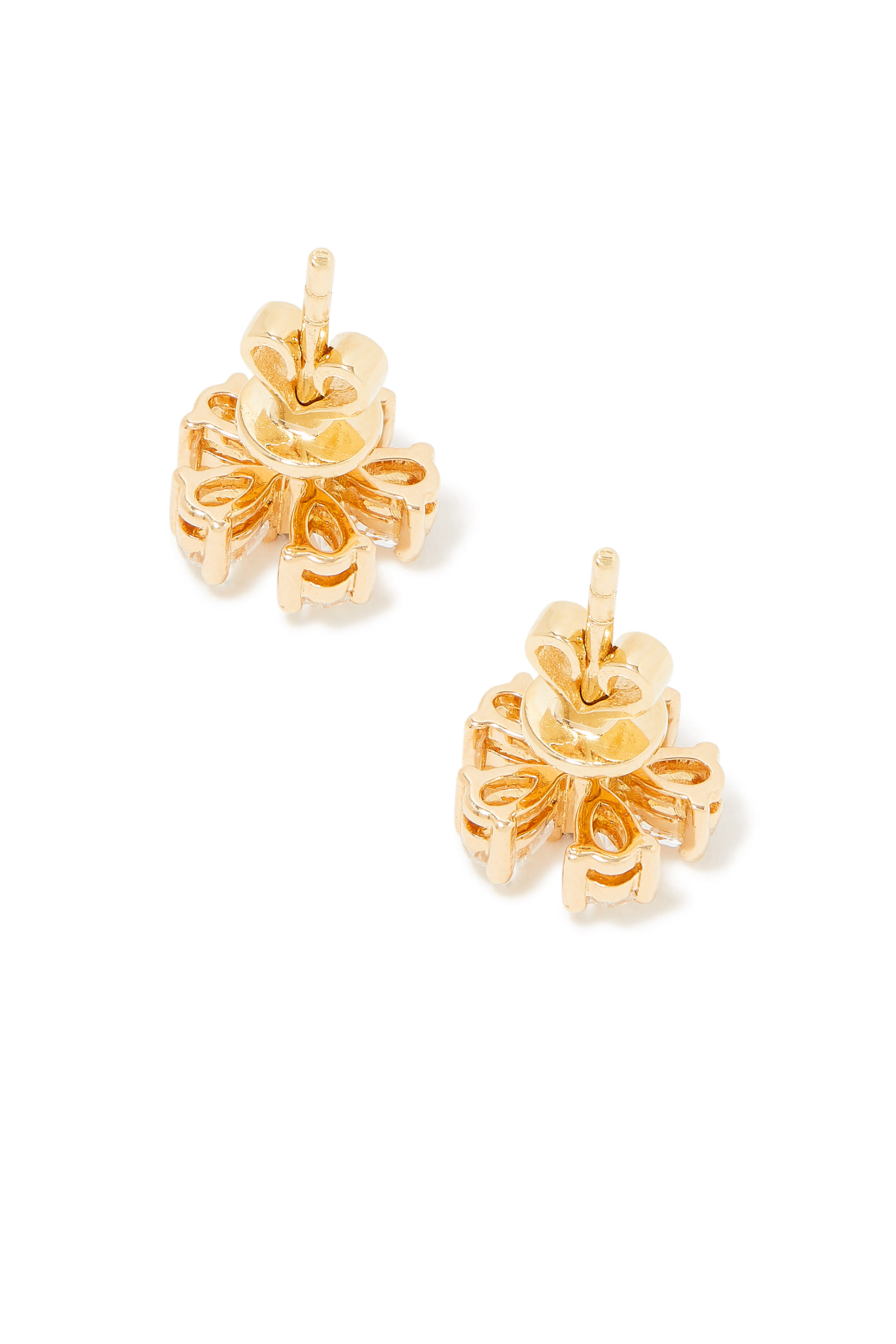 Flower Stud Earrings, 18k Yellow Gold & Diamond