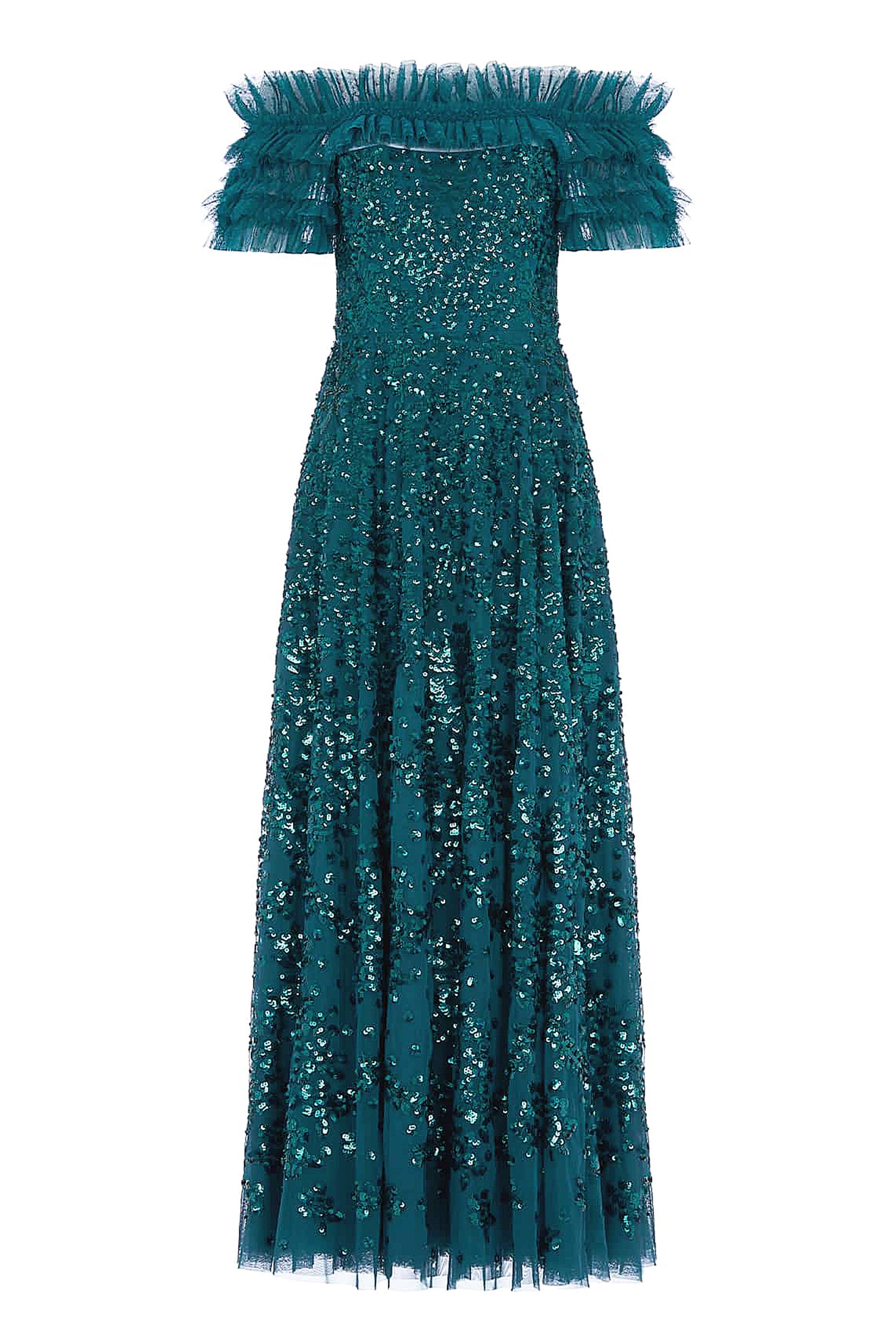 Sequin Off-Shoulder Gown