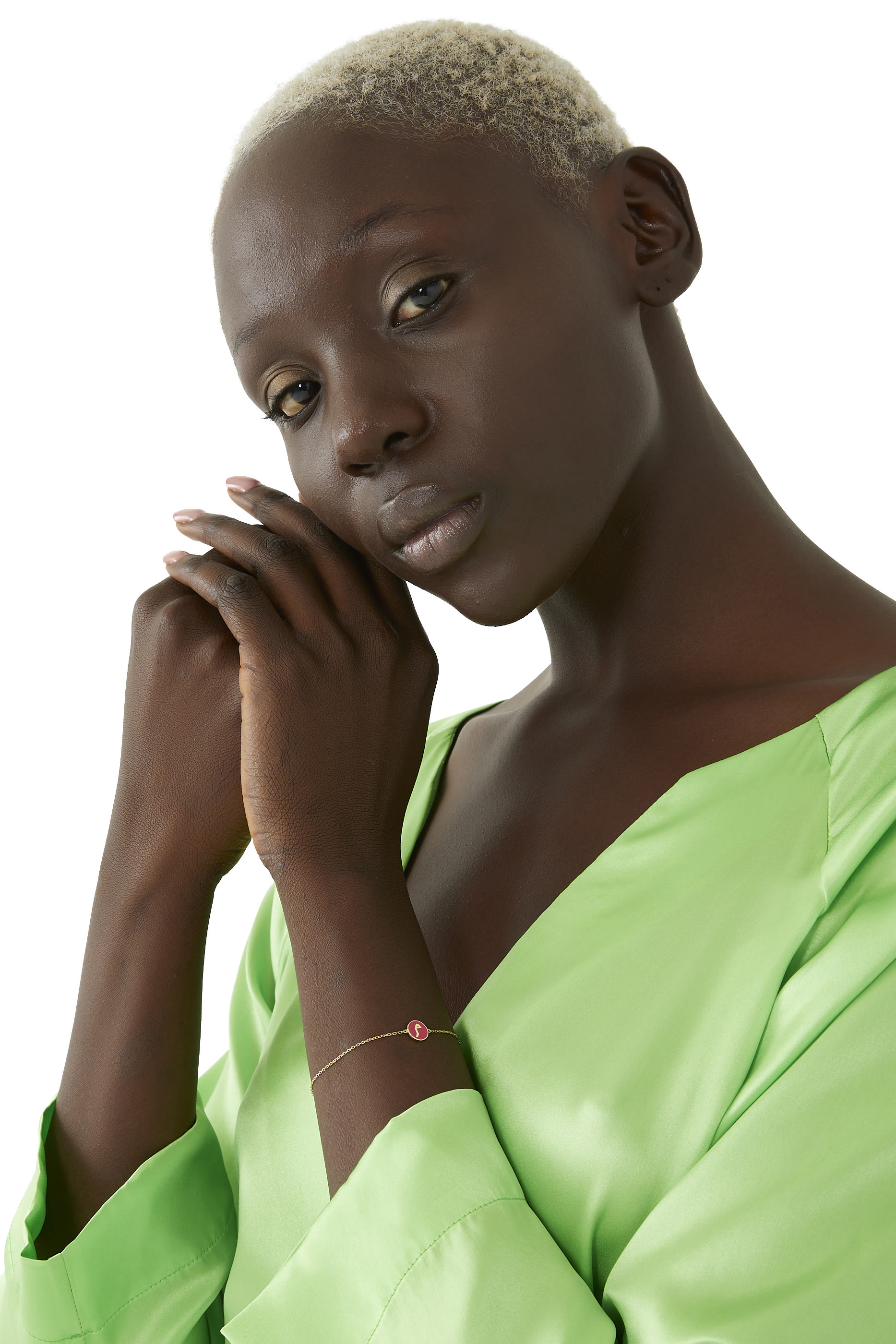 Oula 'M' Letter Round Eye Bracelet, 18k Yellow Gold