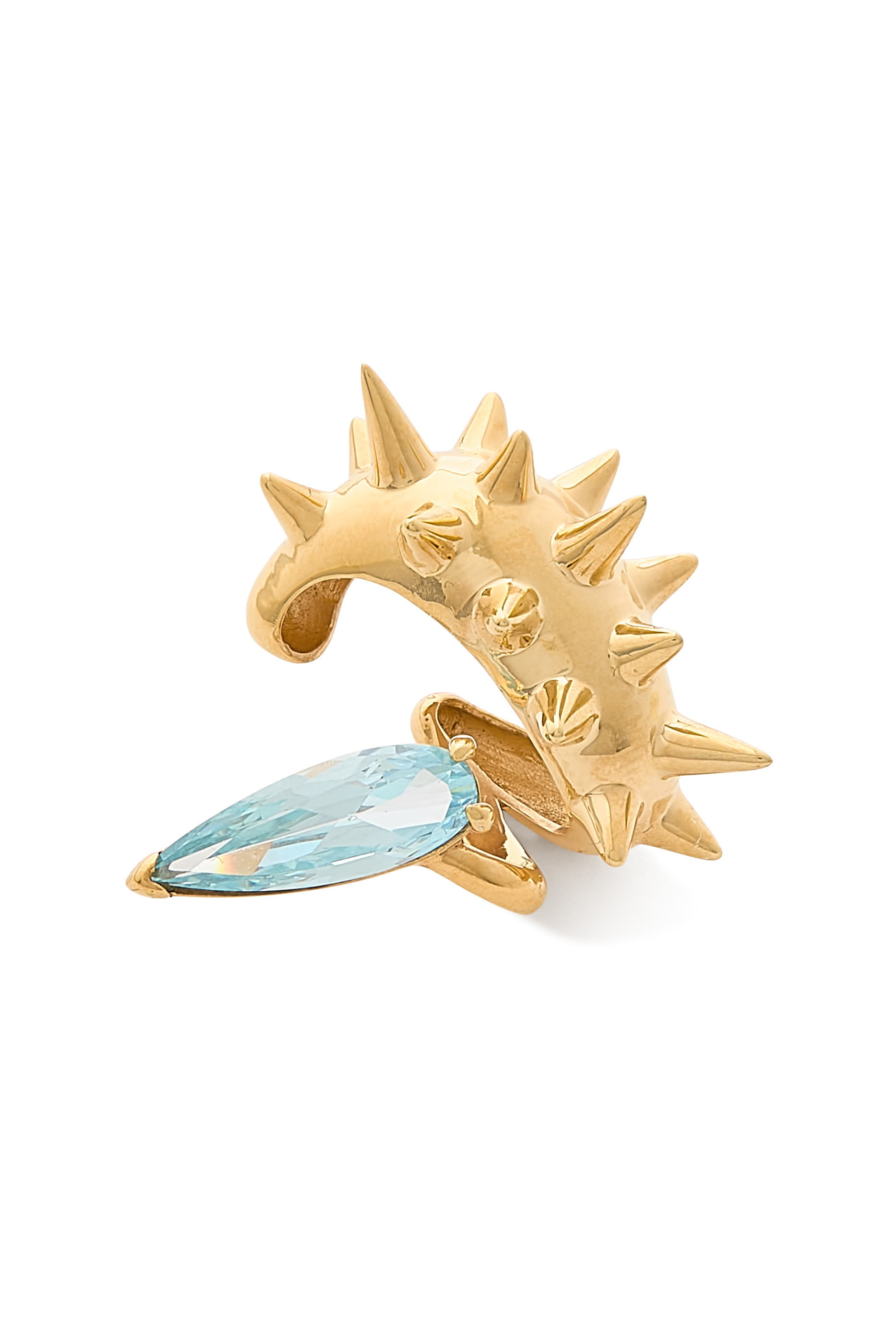 Mini Spike Alien Single Ear Cuff, 925 Sterling Silver & Crystal