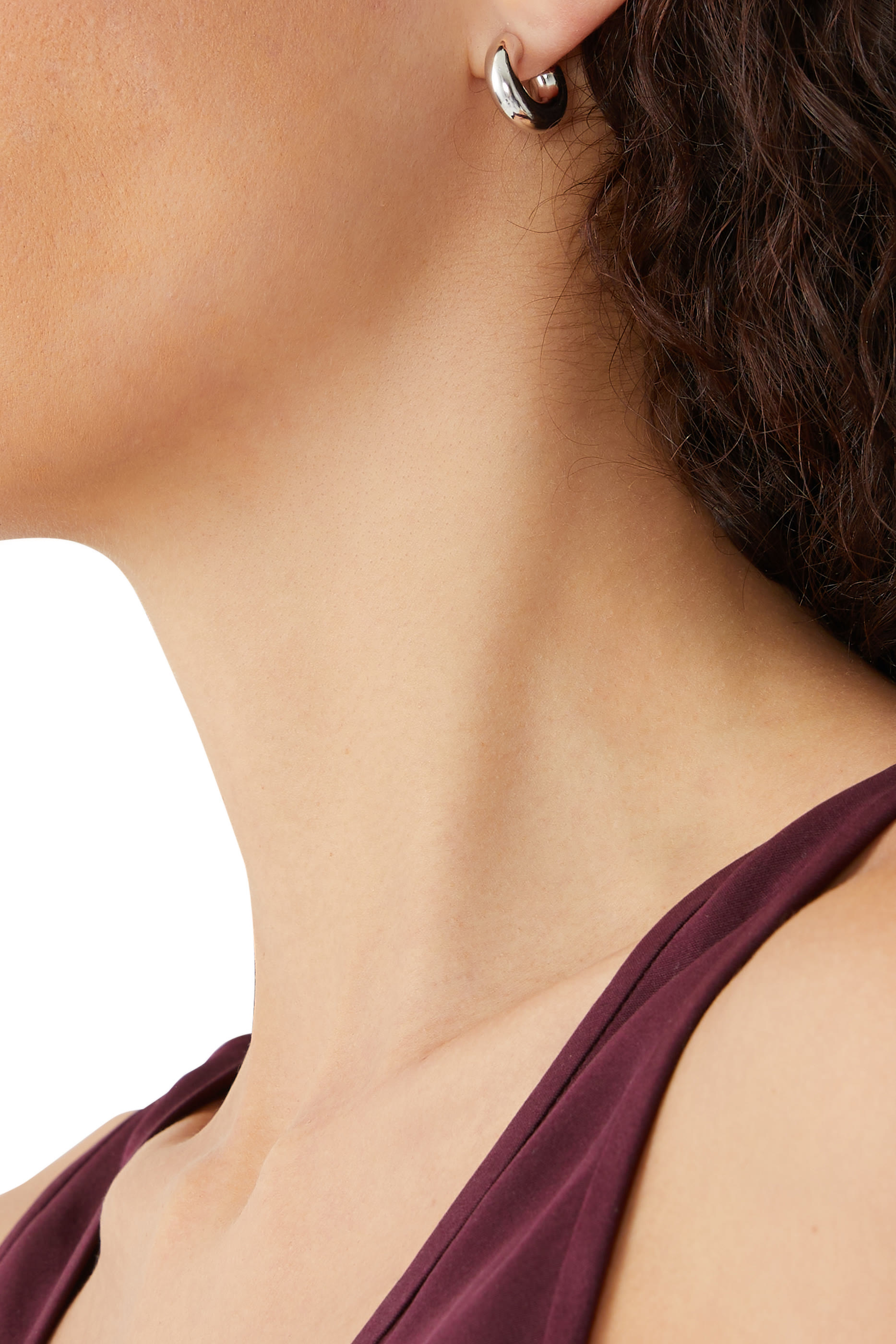 Chubby Small Hoop Earrings,  Rhodium Plated on Recycled Sterling Silver