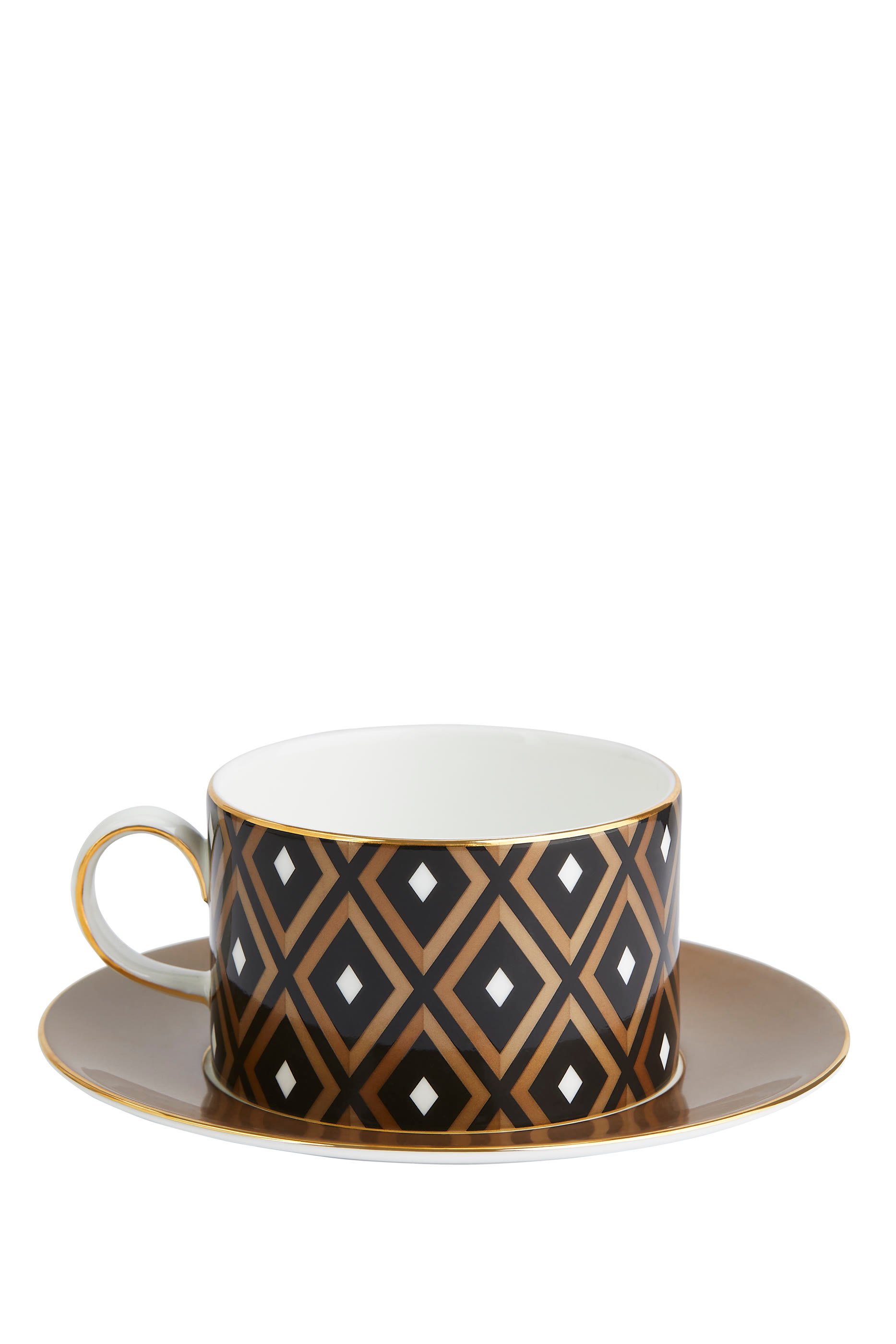 Gio Gold Geometric Teacup & Saucer