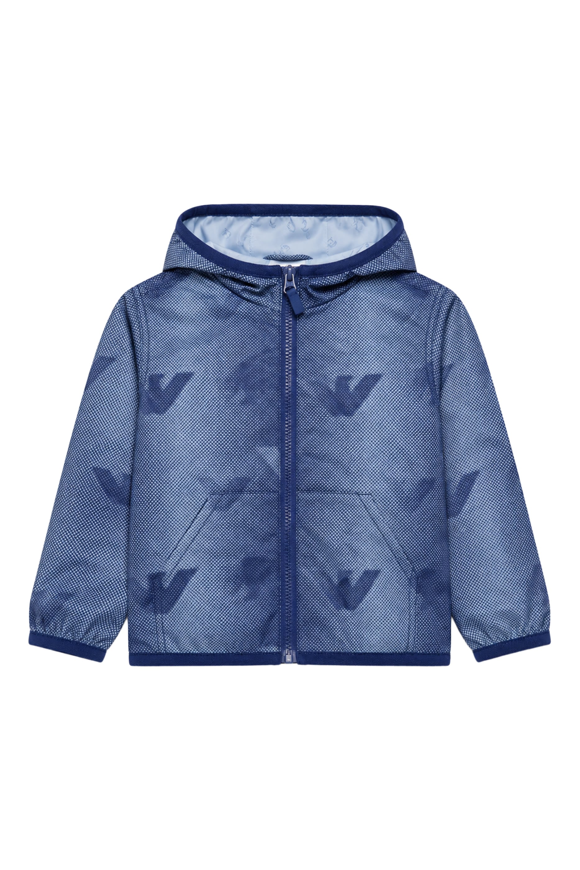 Kids Nylon Hooded Blouson with All-Over Eagle