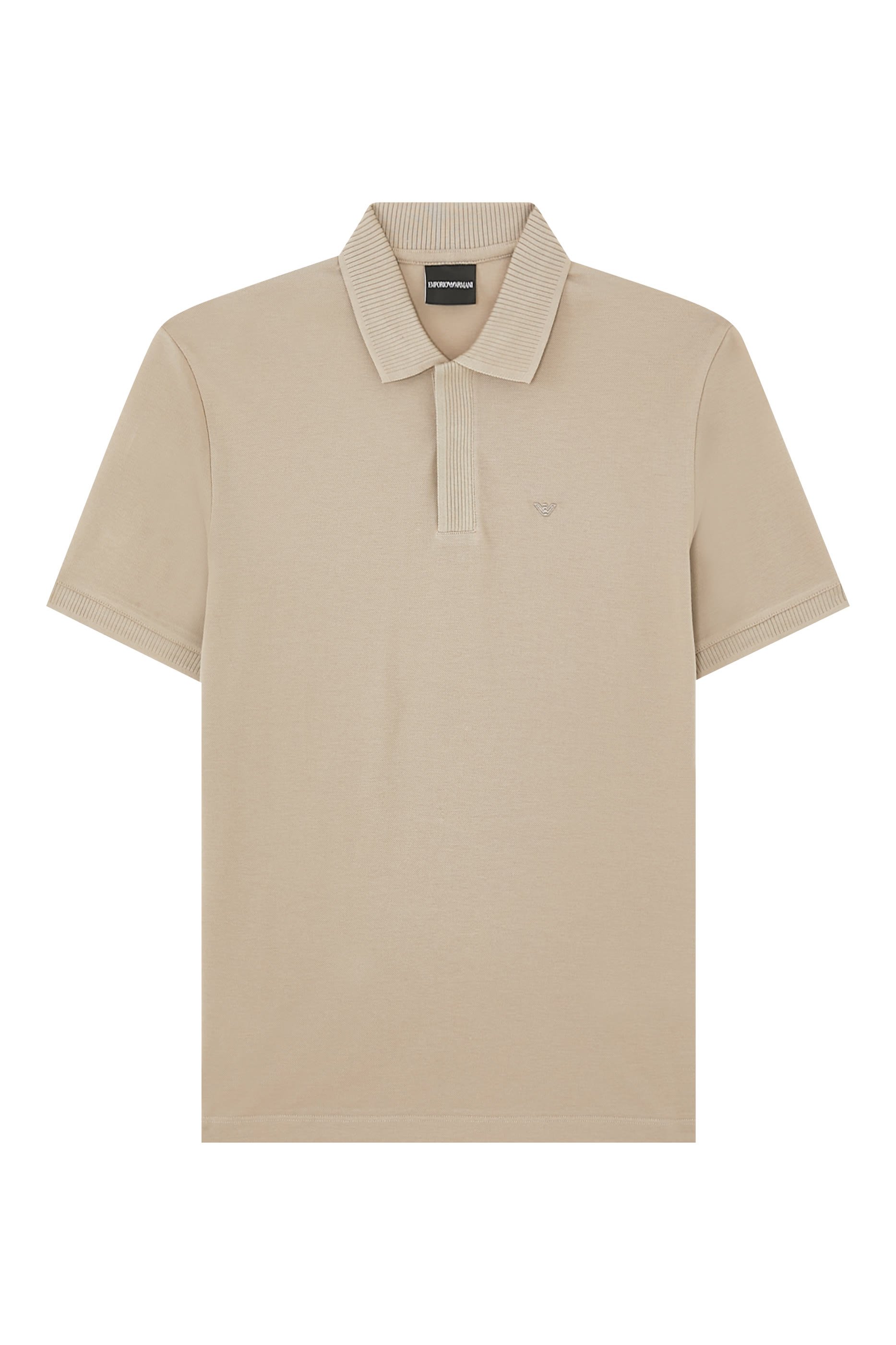 Micro Eagle Logo Ribbed Collar Polo Shirt