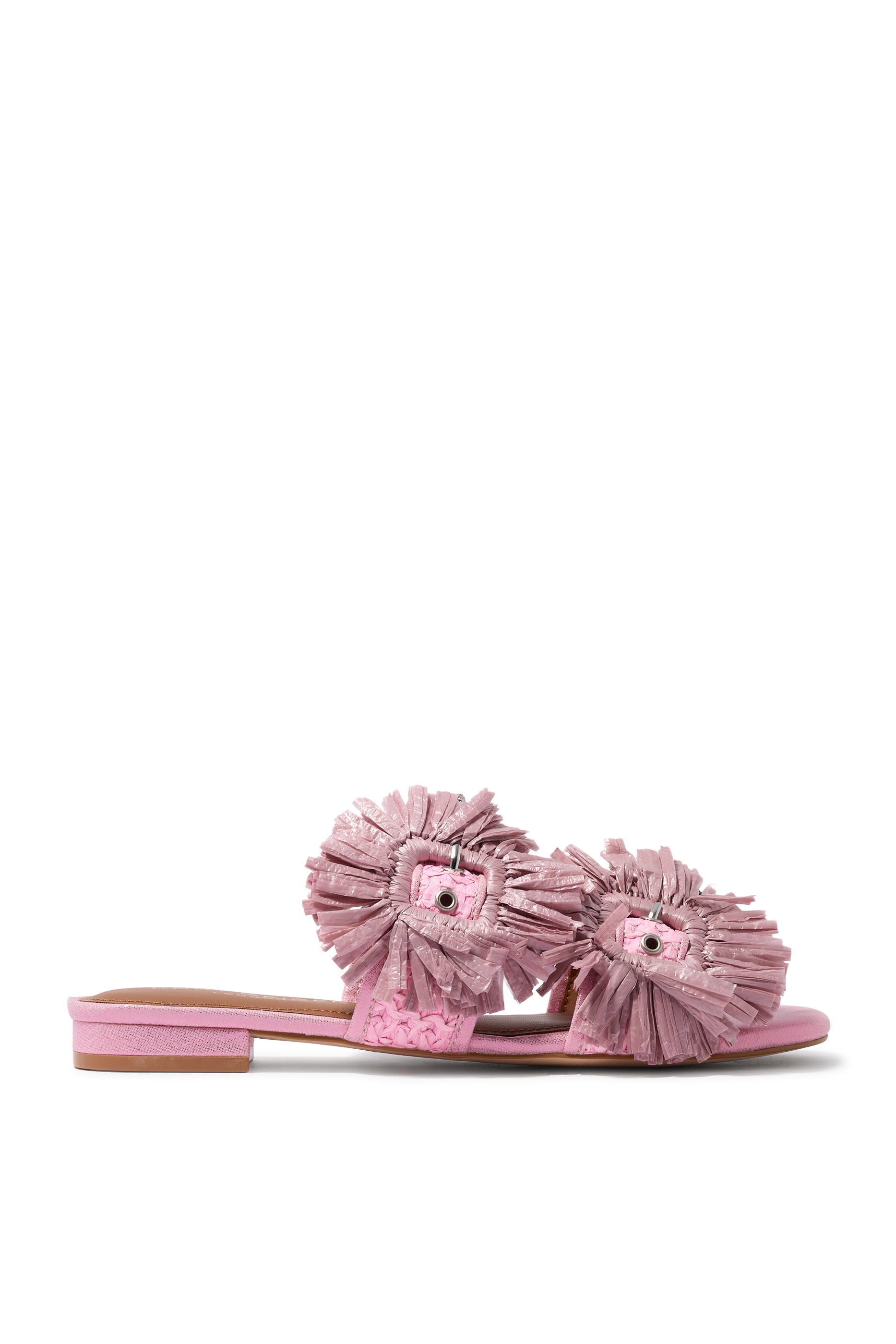 Raffia Buckle Flat Sandals