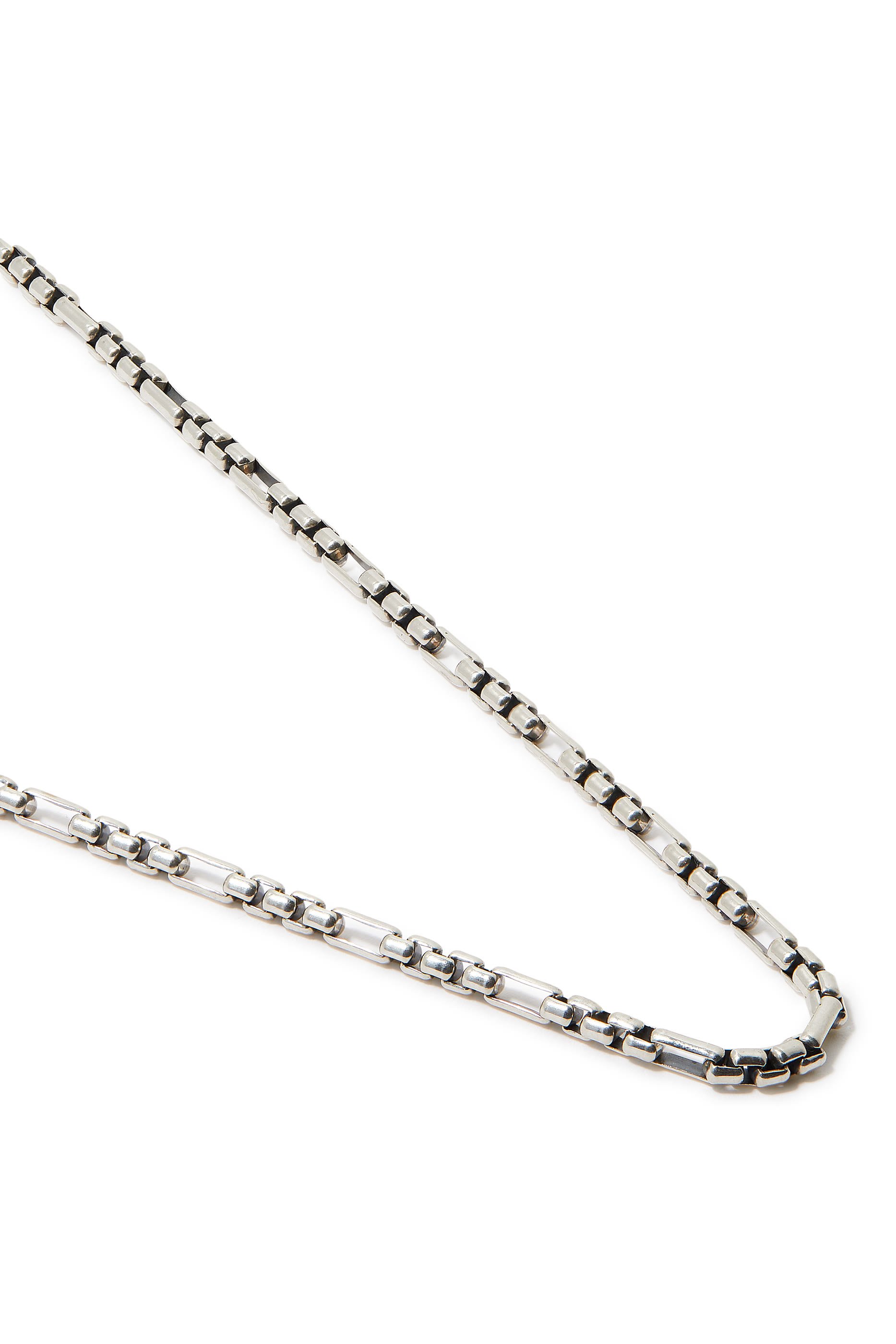 Open Station 24in Box Chain Necklace, Sterling Silver