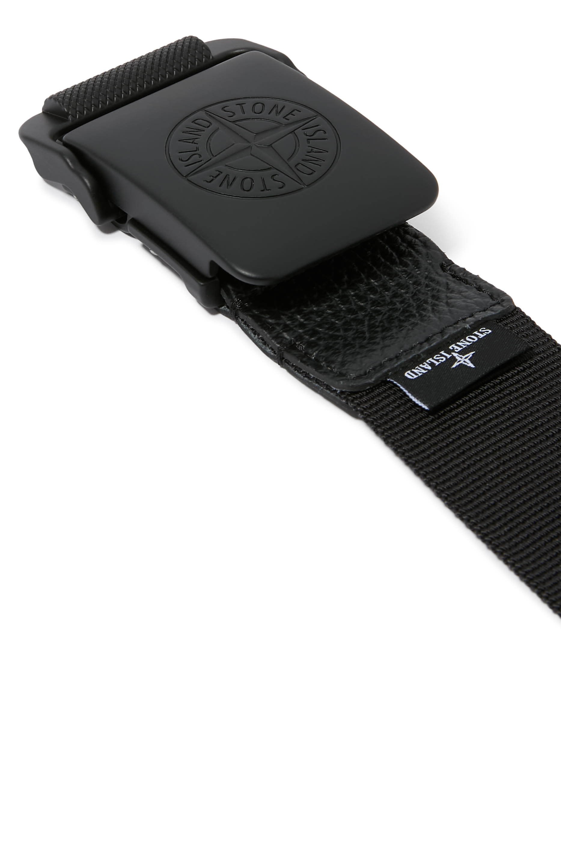 	 Belt with Box Buckle and Compass Logo 