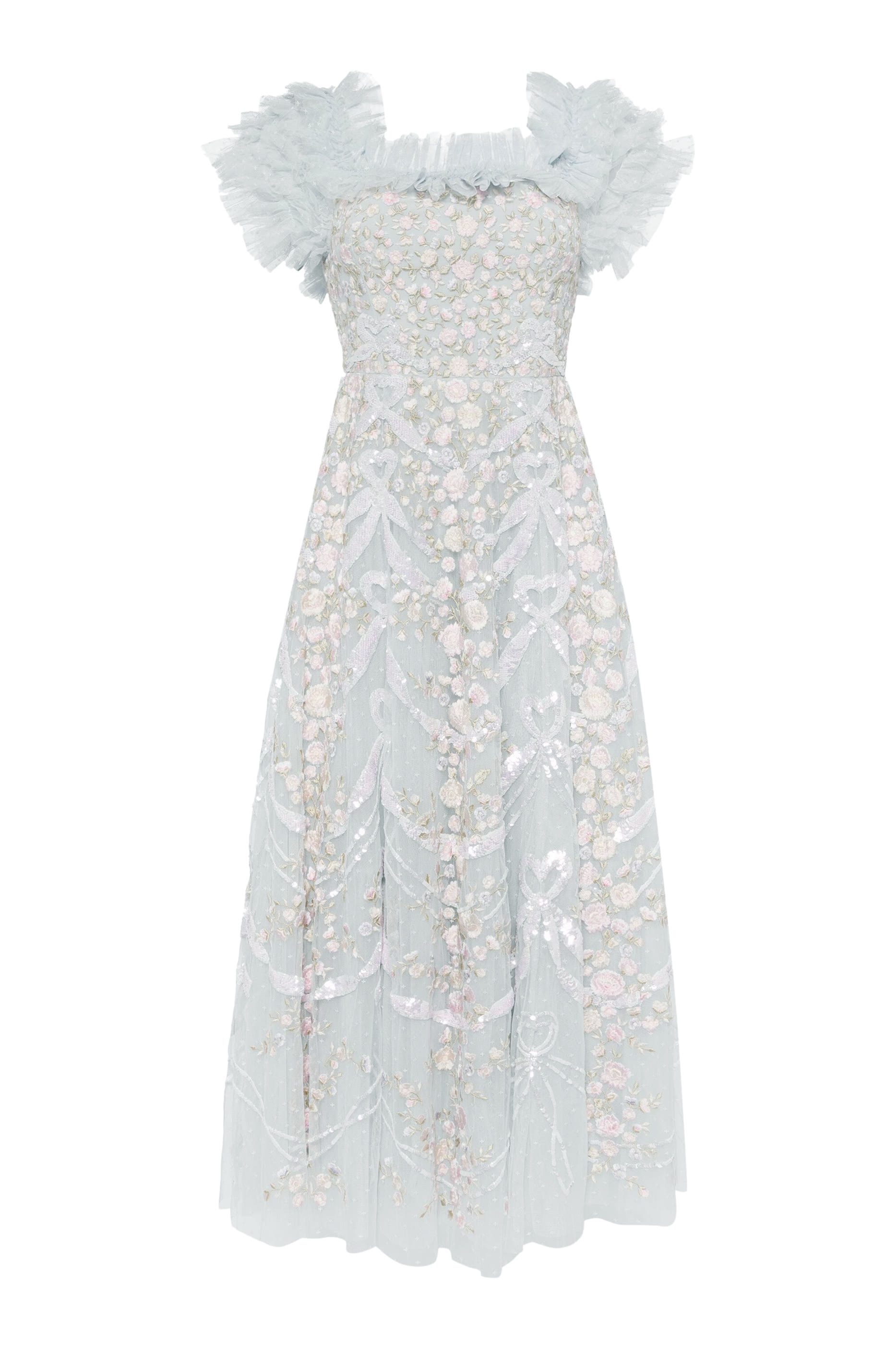 Ribbon Heart Off-Shoulder Ankle Gown