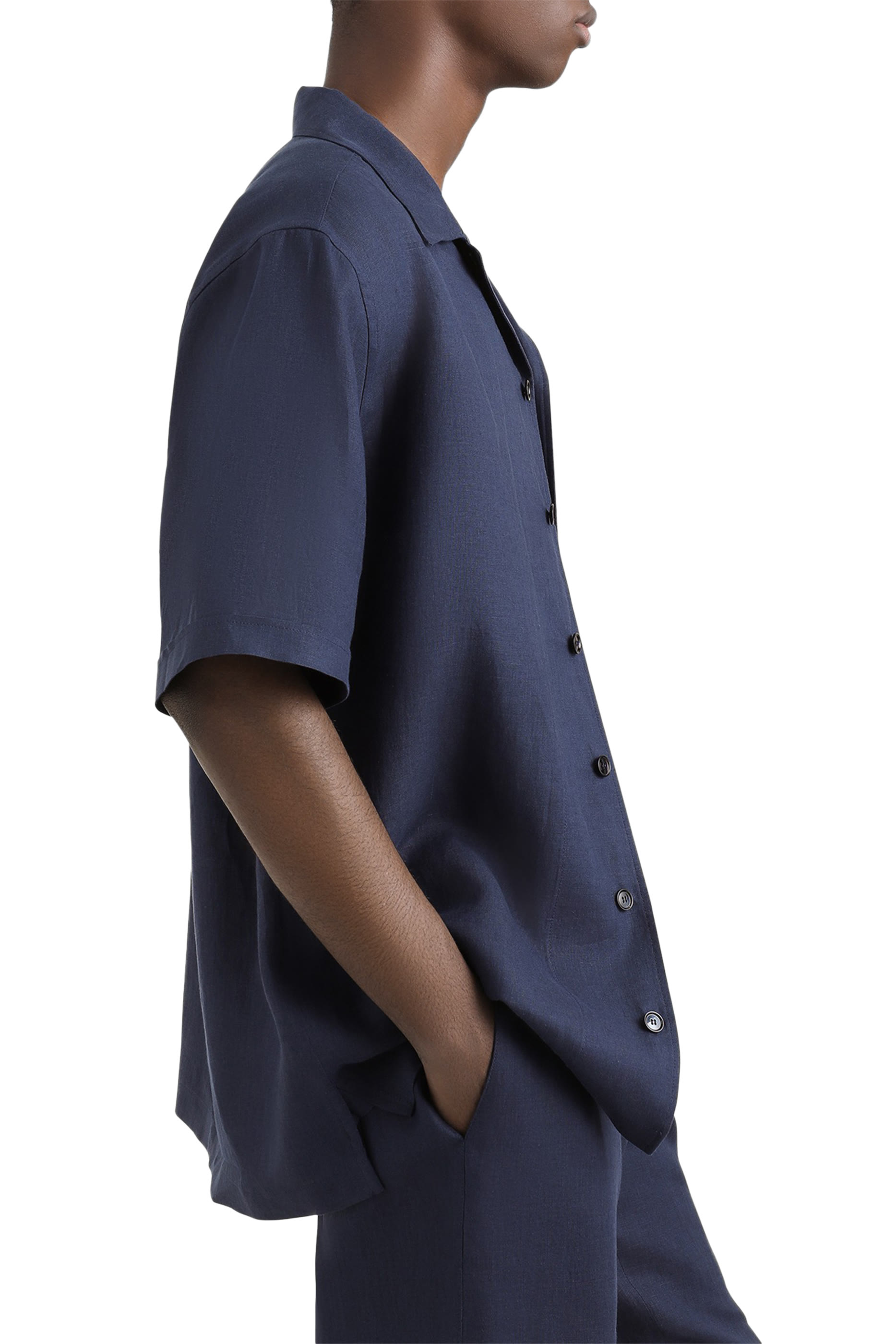 Logo Embroidery Linen Shirt