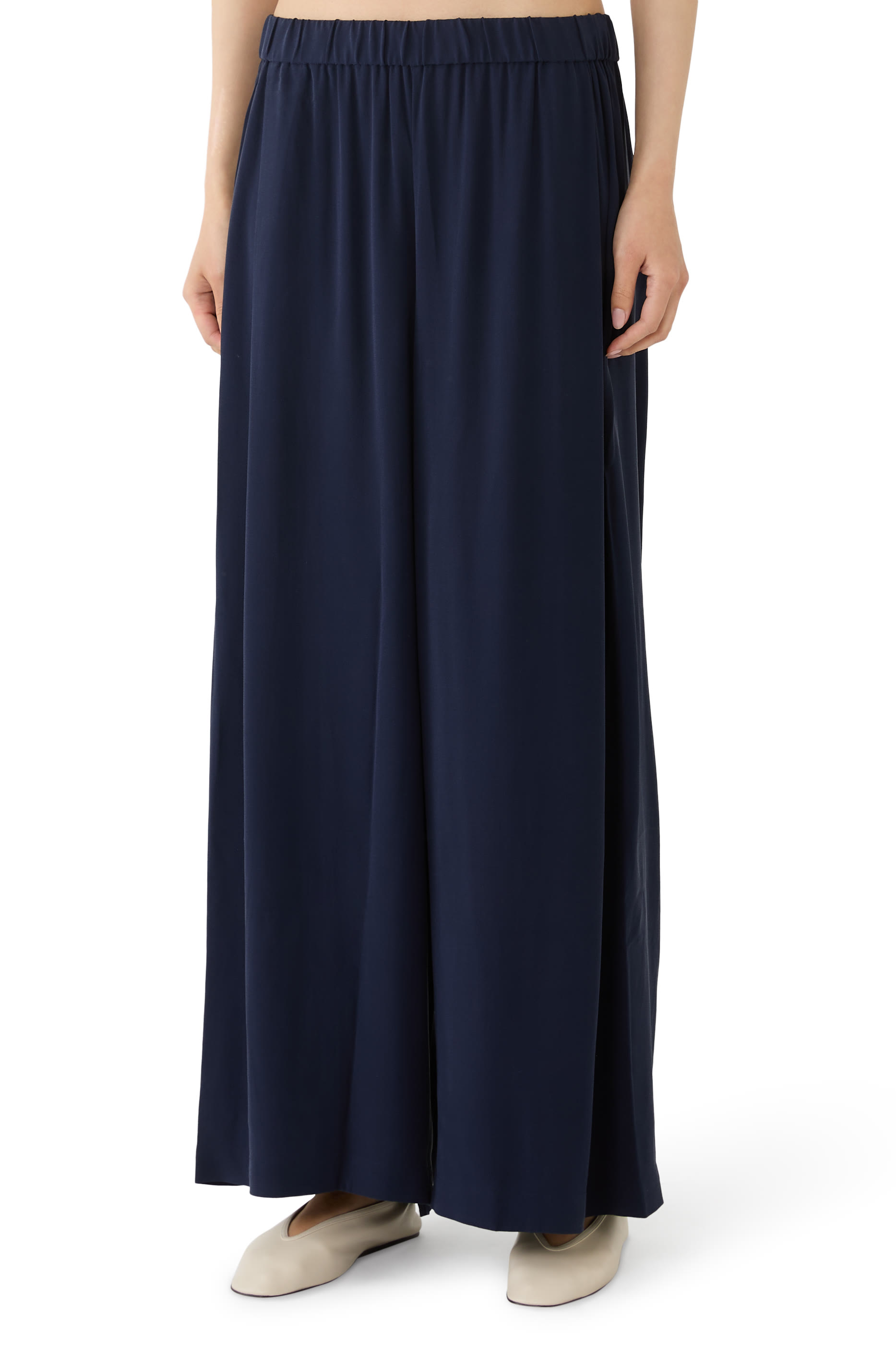 Silk Georgette Crepe Wide-Leg Pants
