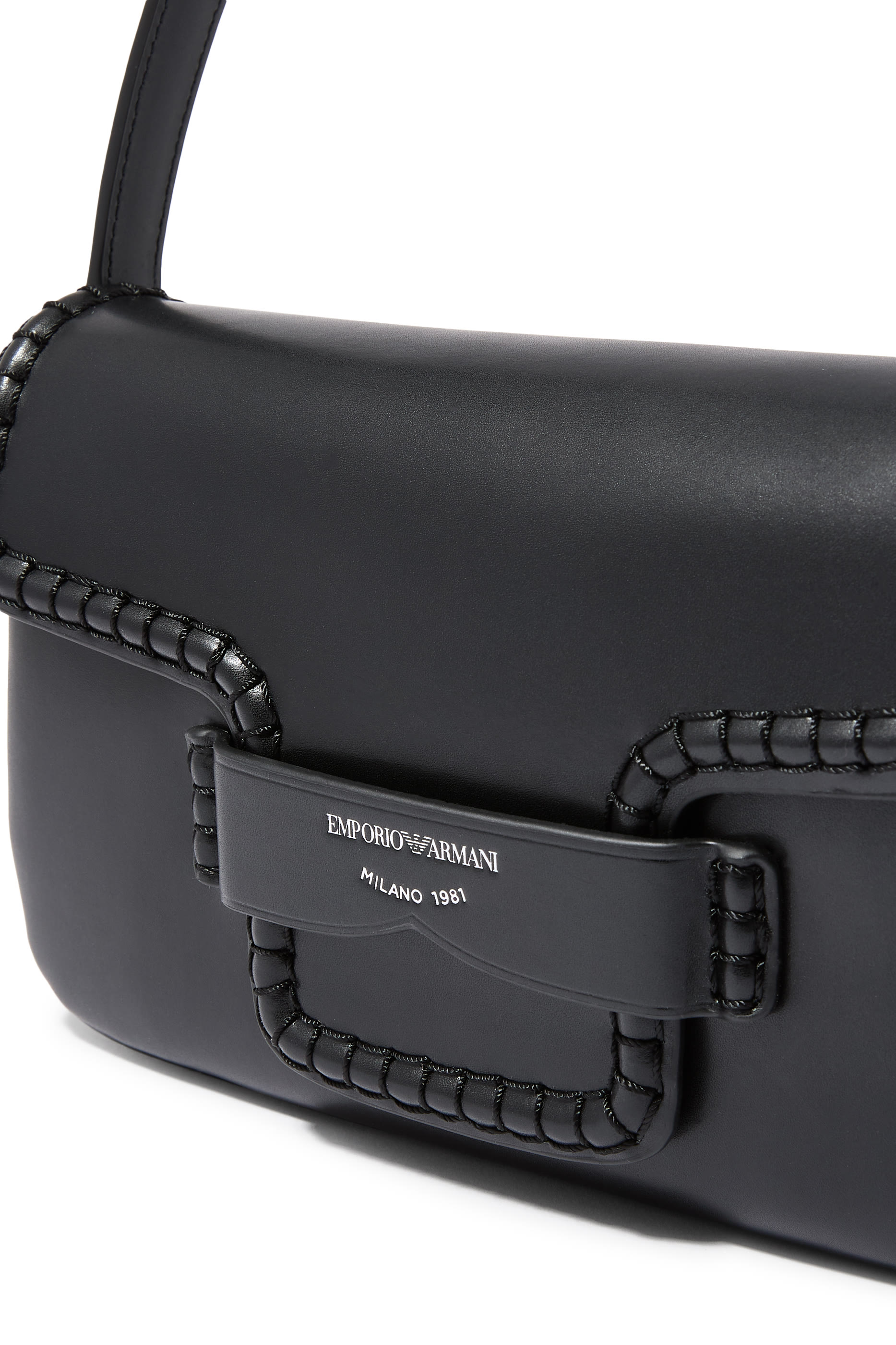 Braided Stitched Front Crossbody Bag