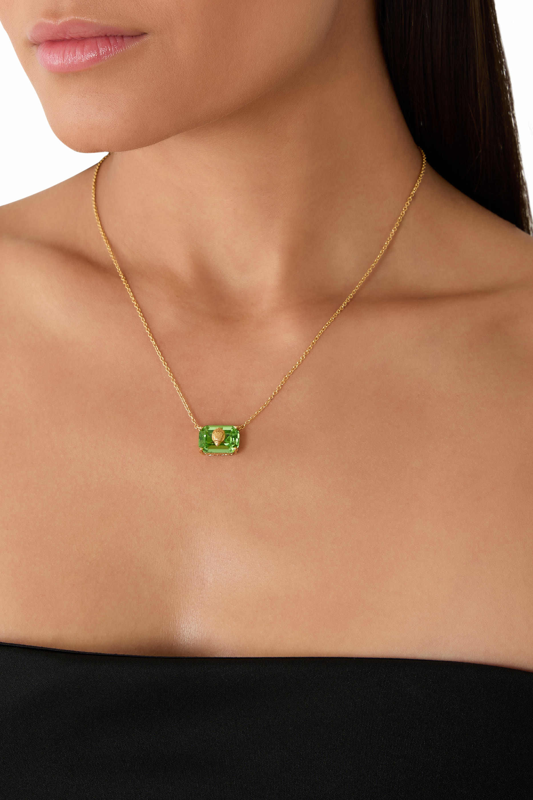 Crystal Necklace, Brass & Semi-precious Tourmaline