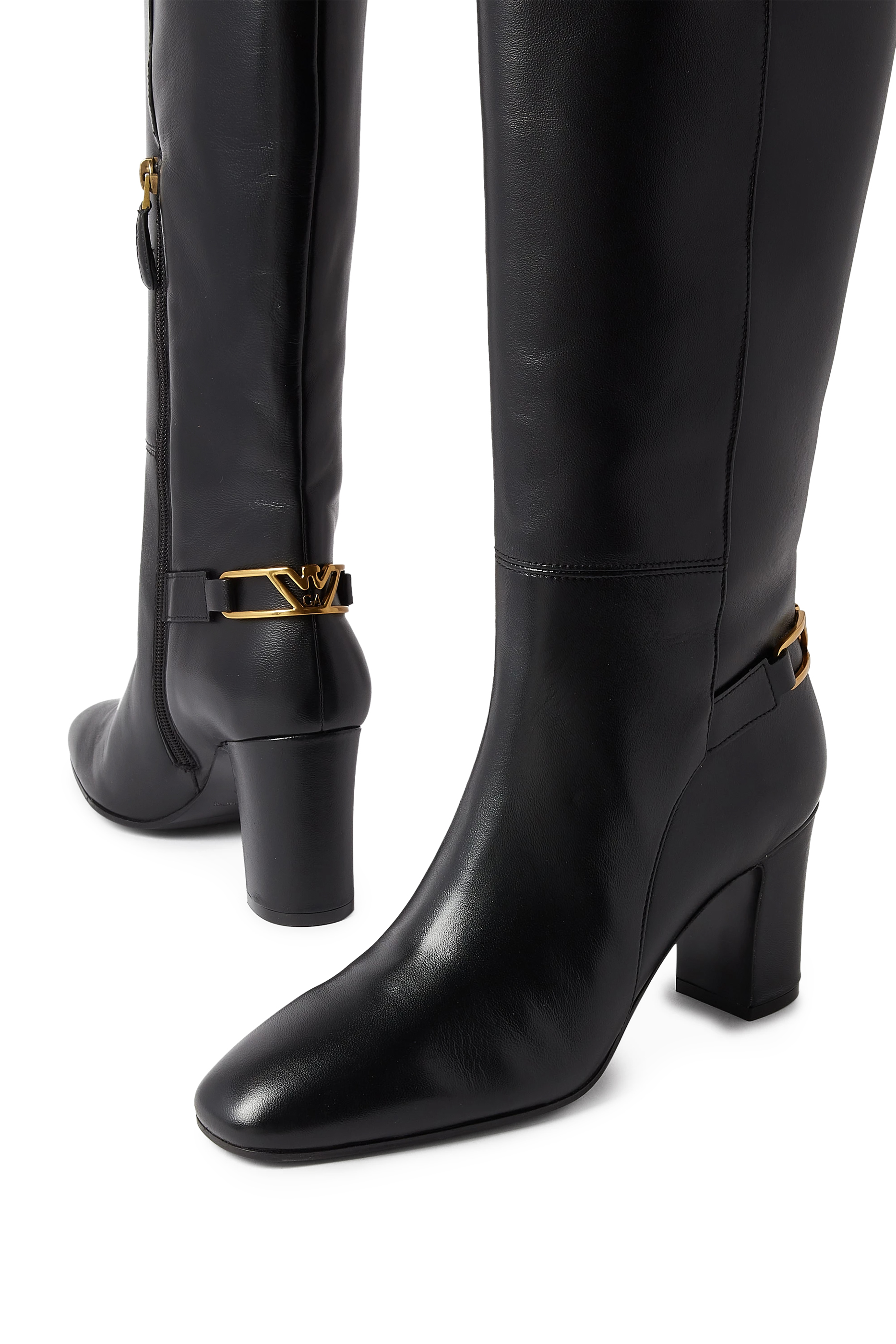 Nappa-Leather 70 Boots with Strap and Eagle Plate 