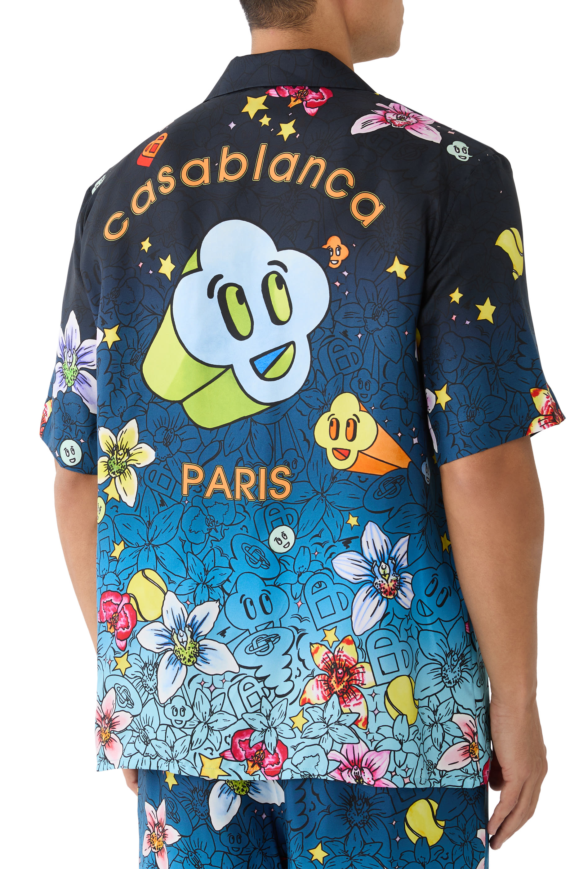 Collage D&rsquo;Icones Graphiques Short Sleeve Silk Shirt 