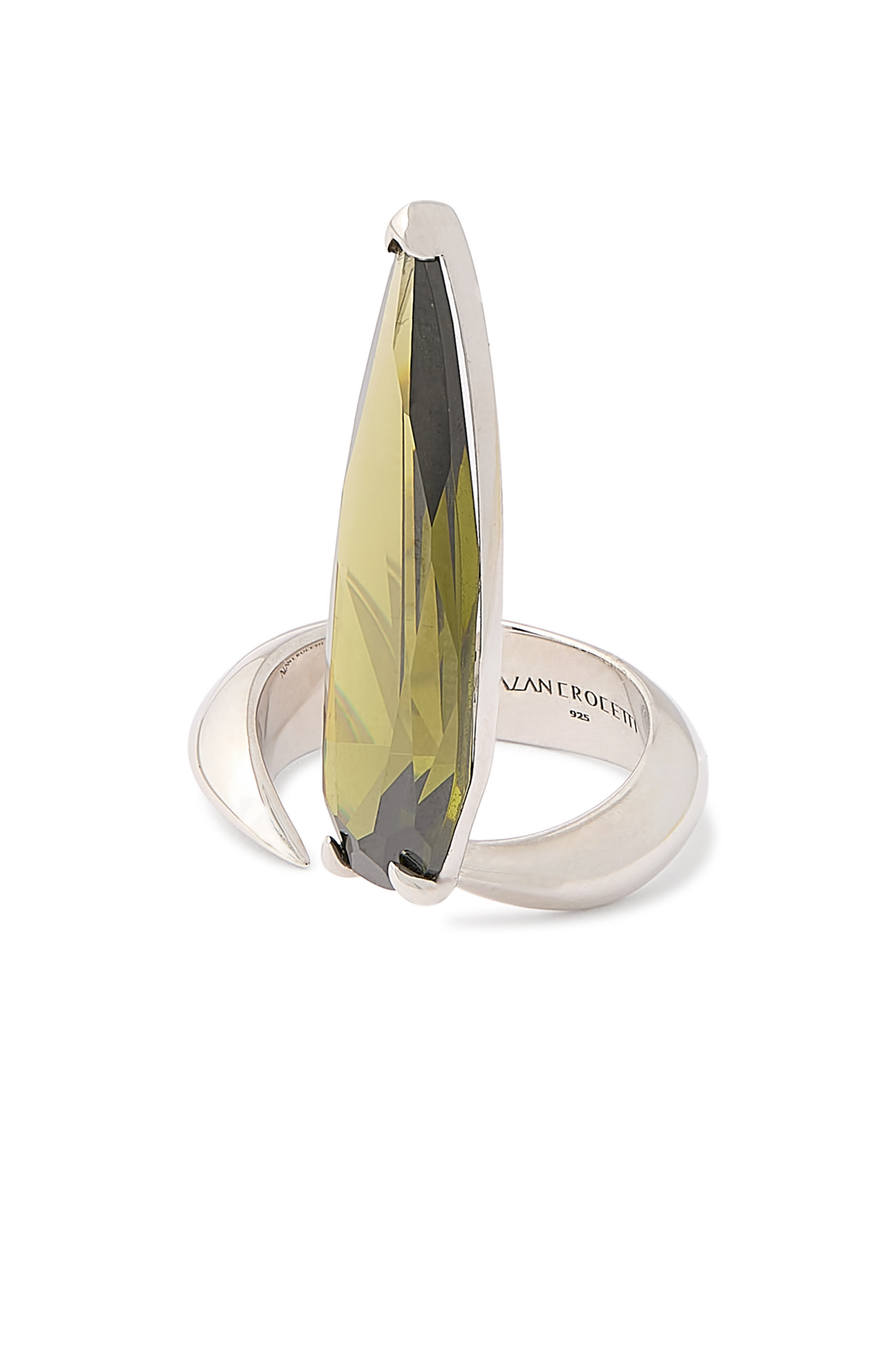 Crystal Sharp Alien Ring, 925 Sterling Silver & Crystal