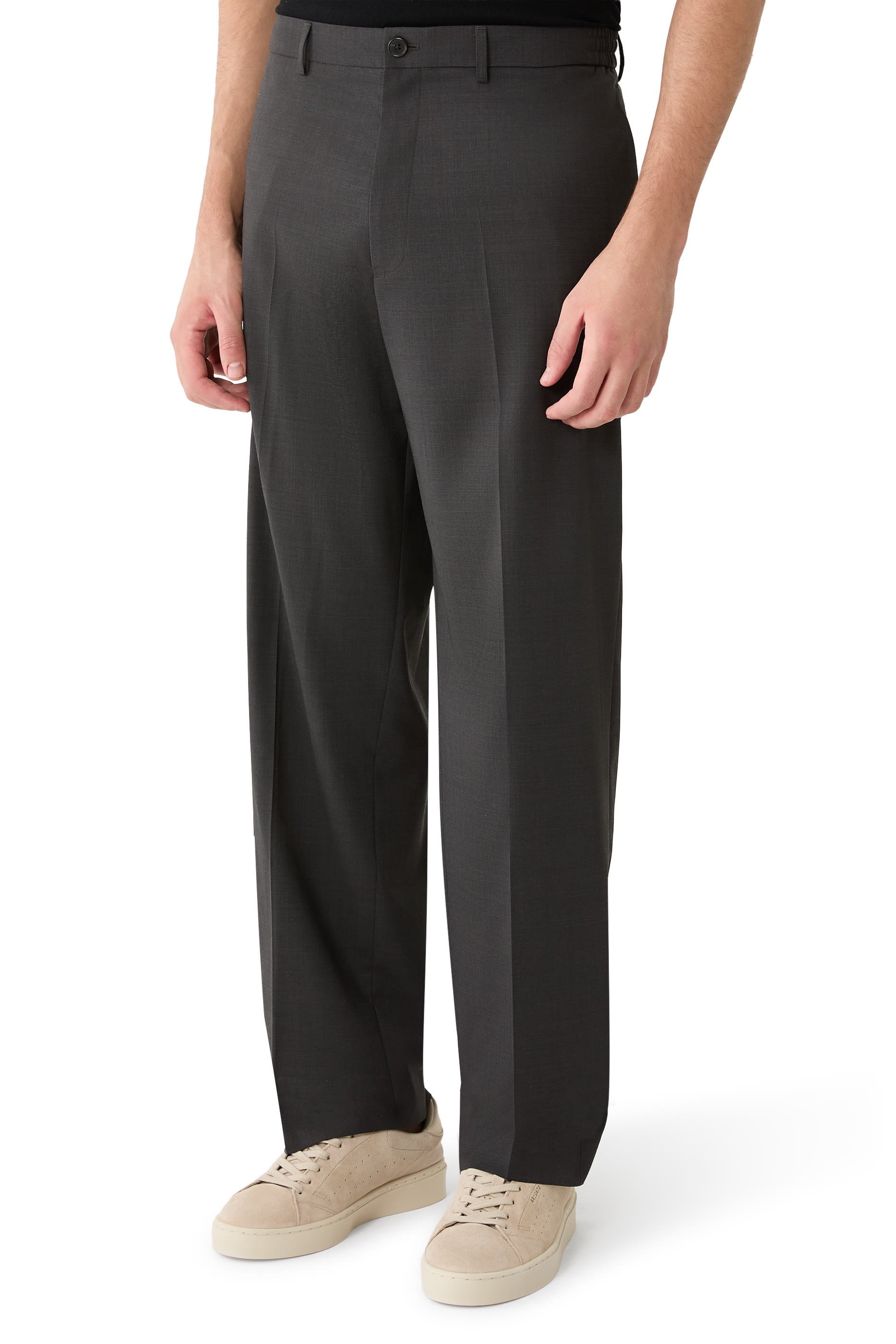 Straight Drawstring Wool Pants