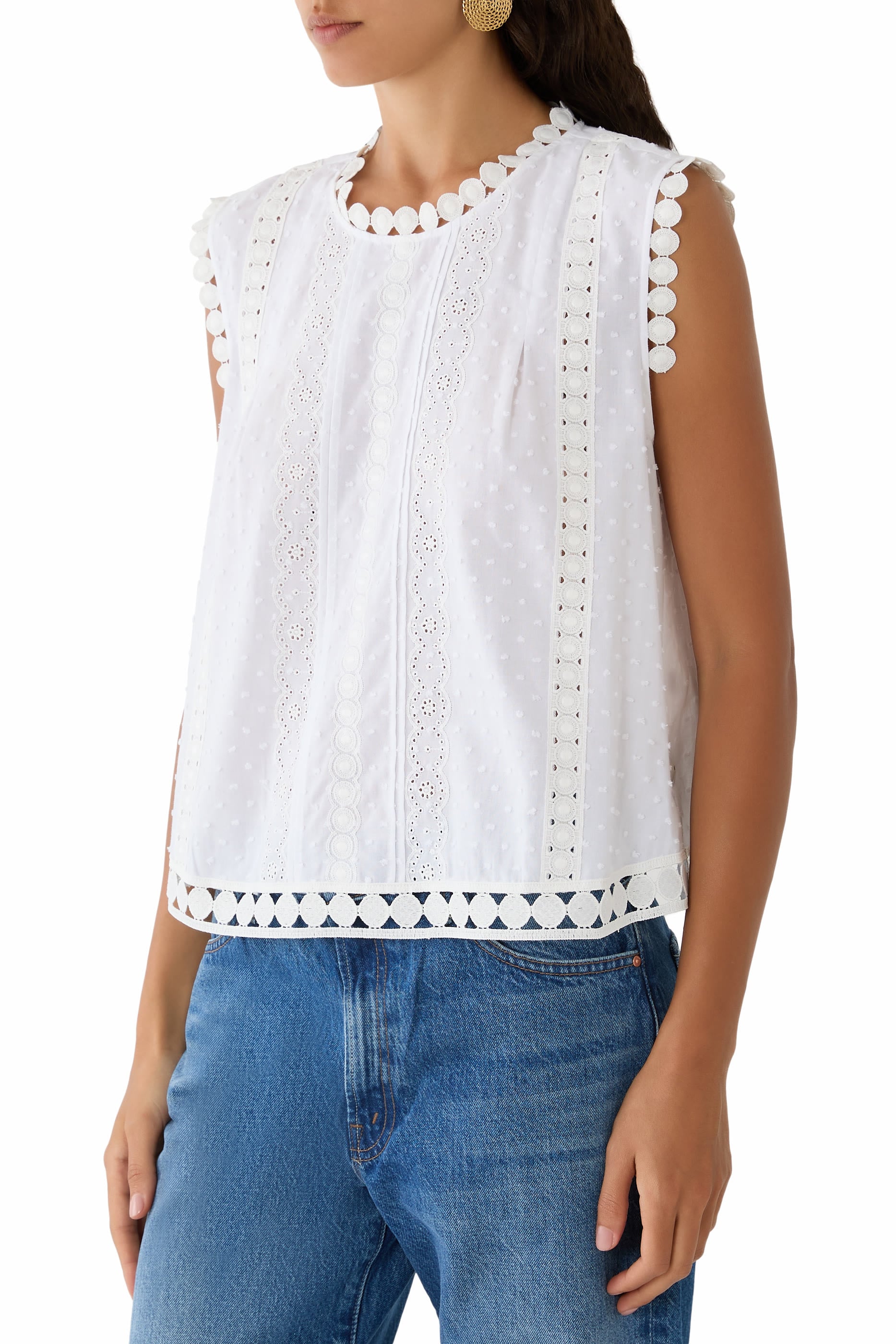Dot Trim Shell Top