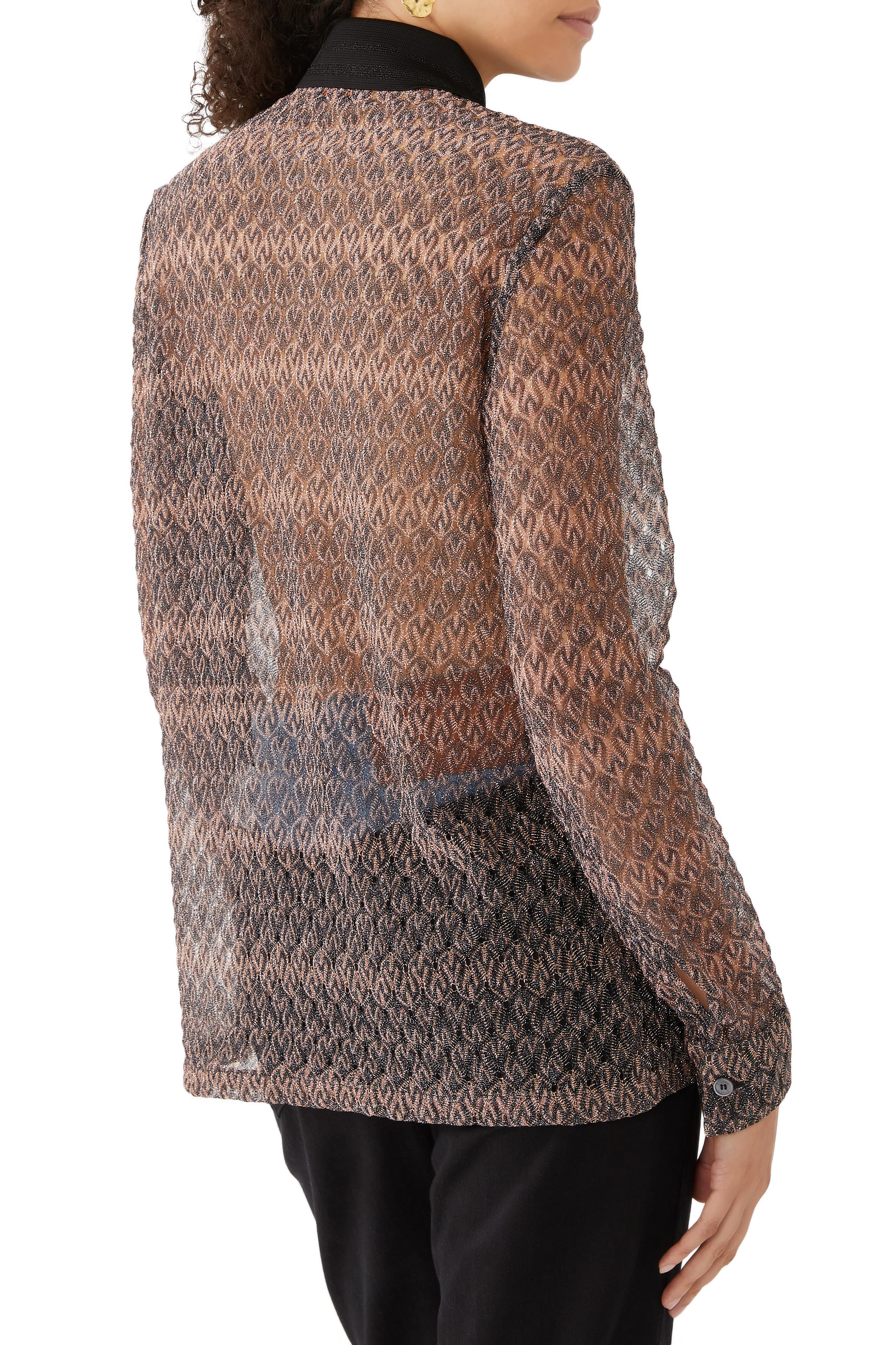 Lace Raschel Lame' Long Sleeve Shirt