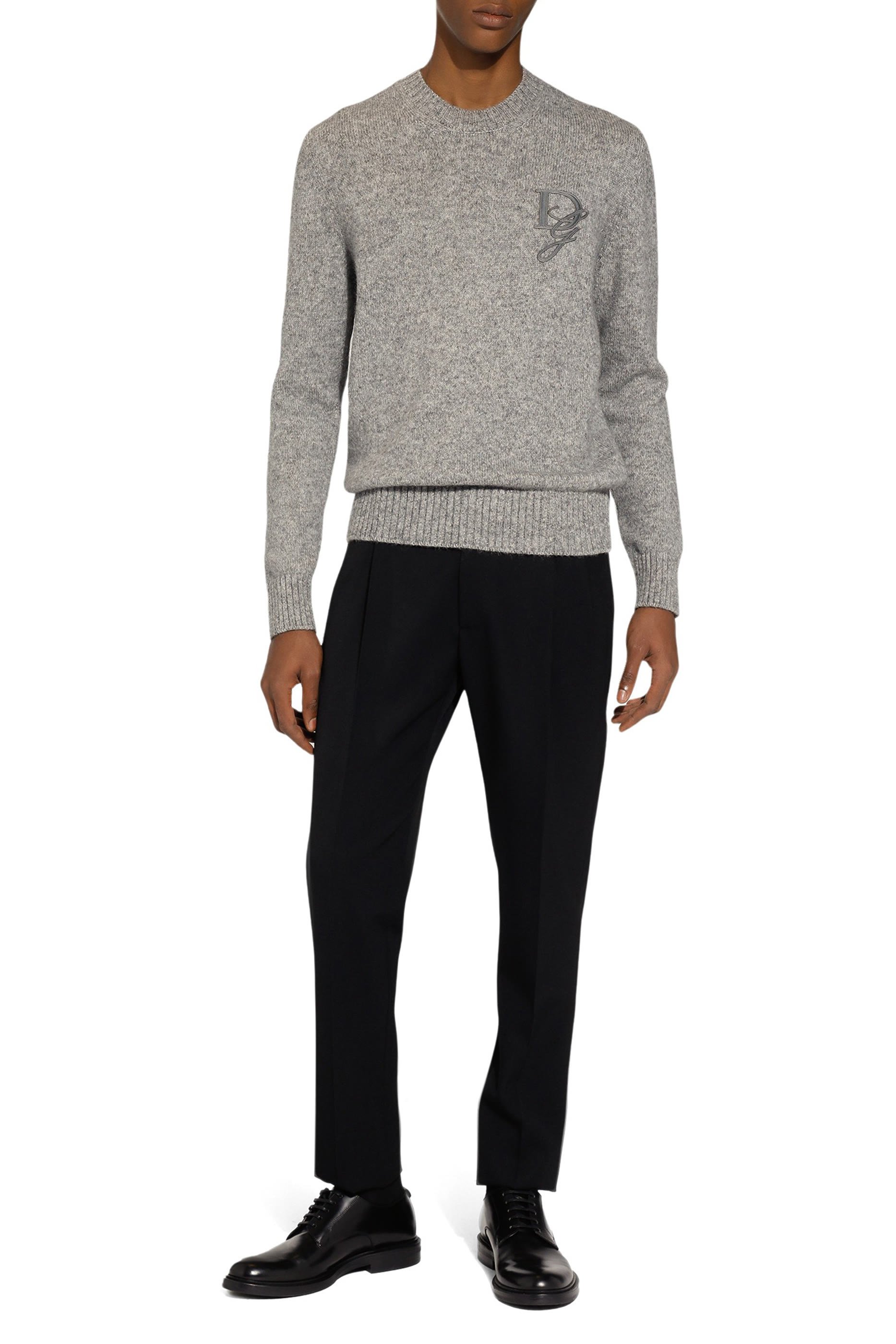 DG Embroidery Round-Neck Wool Sweater