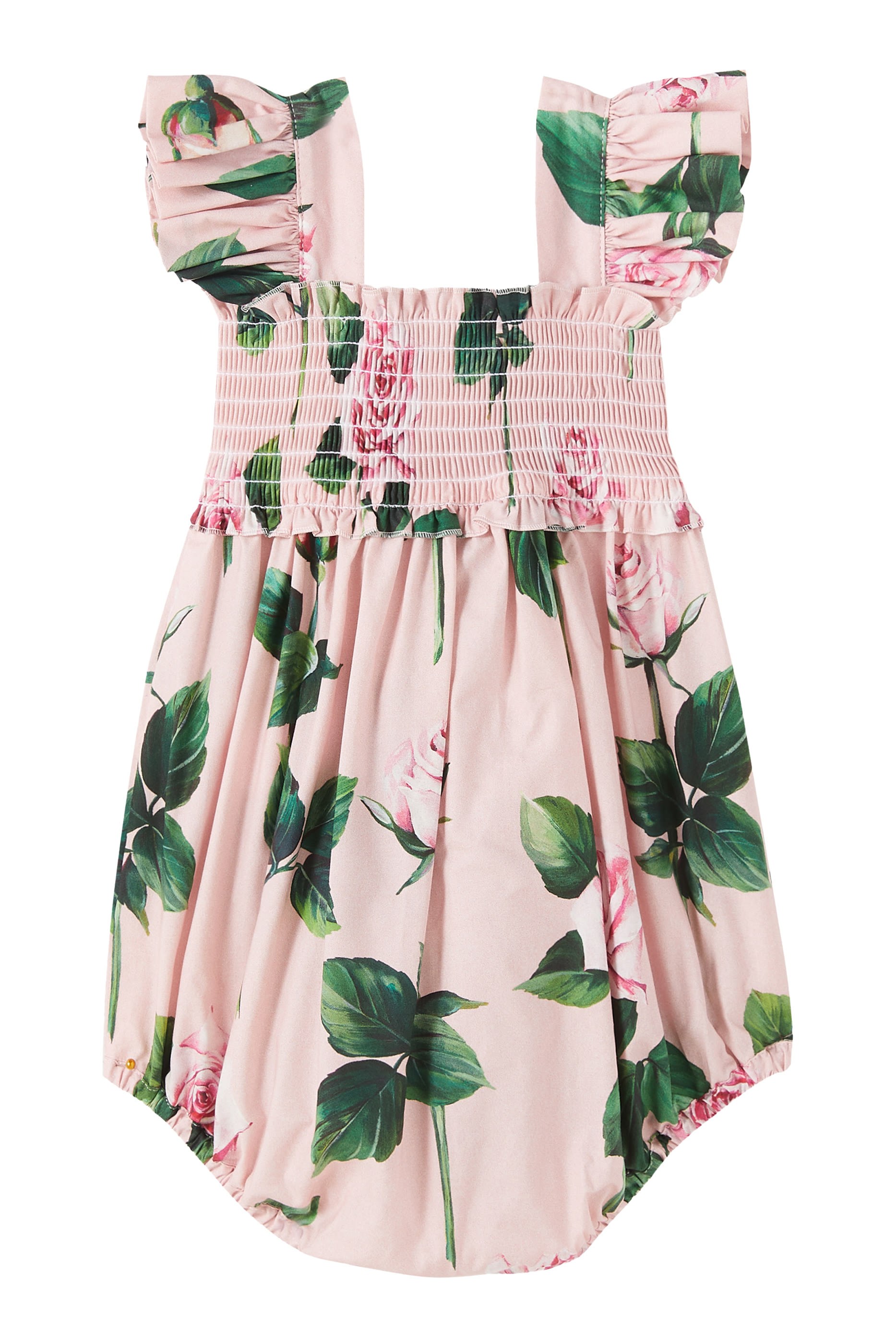 Kids Rose-Print Poplin Romper Suit