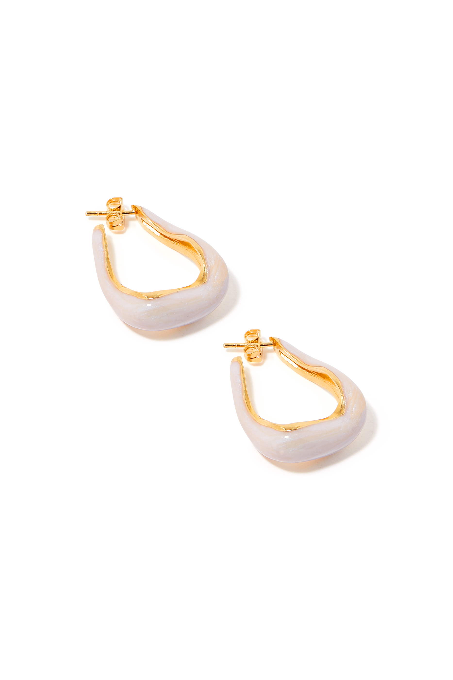 Mini Wave Hoop Earrings, 18k Gold-Plated Brass