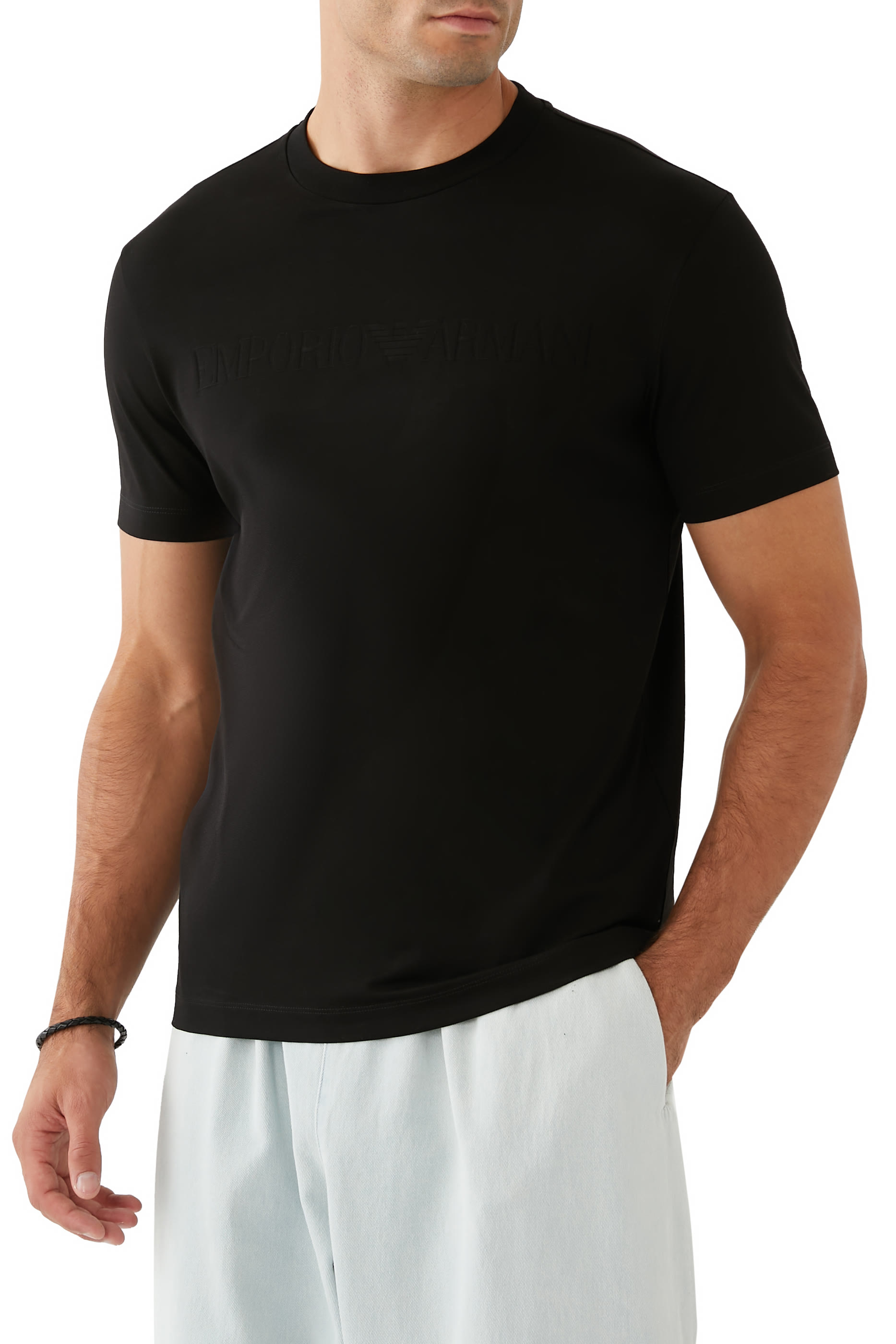 Jersey T-shirt with Jacquard Logo