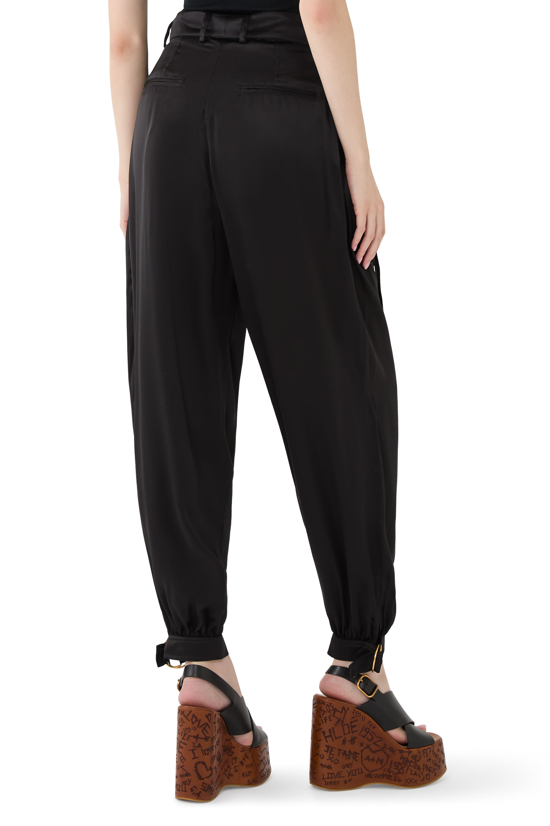 Fluid Silk Satin Cargo Pants