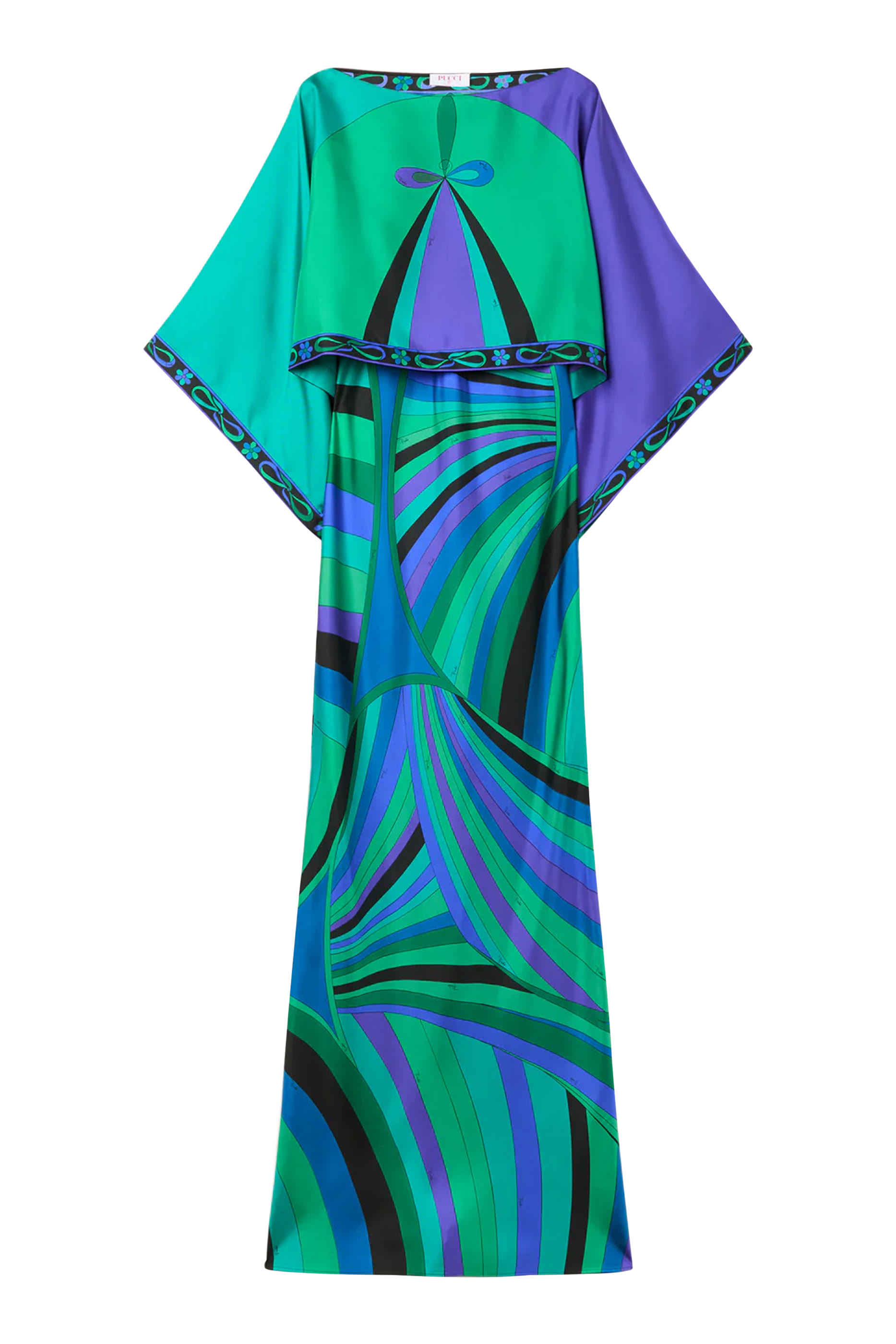 Iride Print Long Dress with Cape