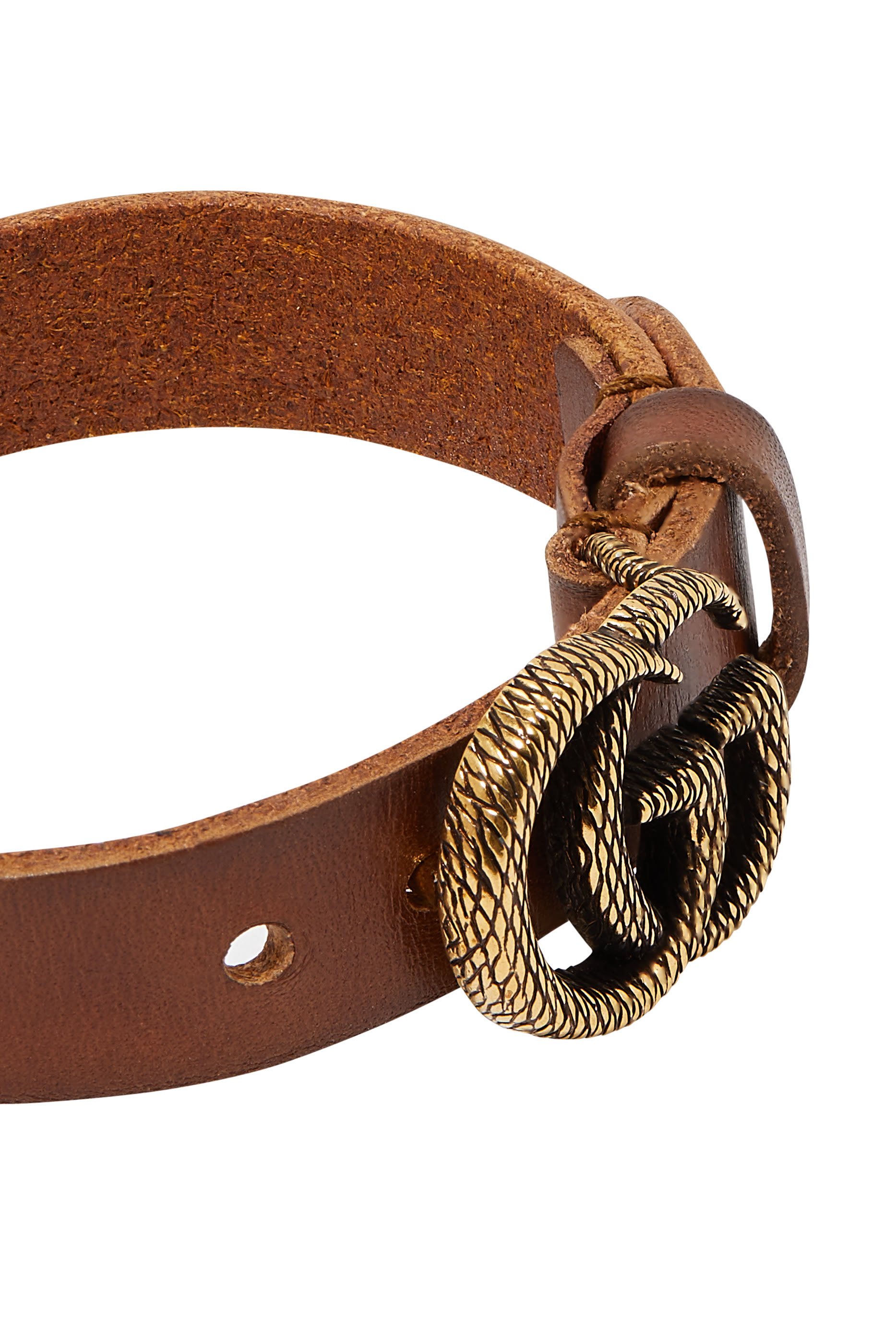 Engraved Double G Leather Bracelet