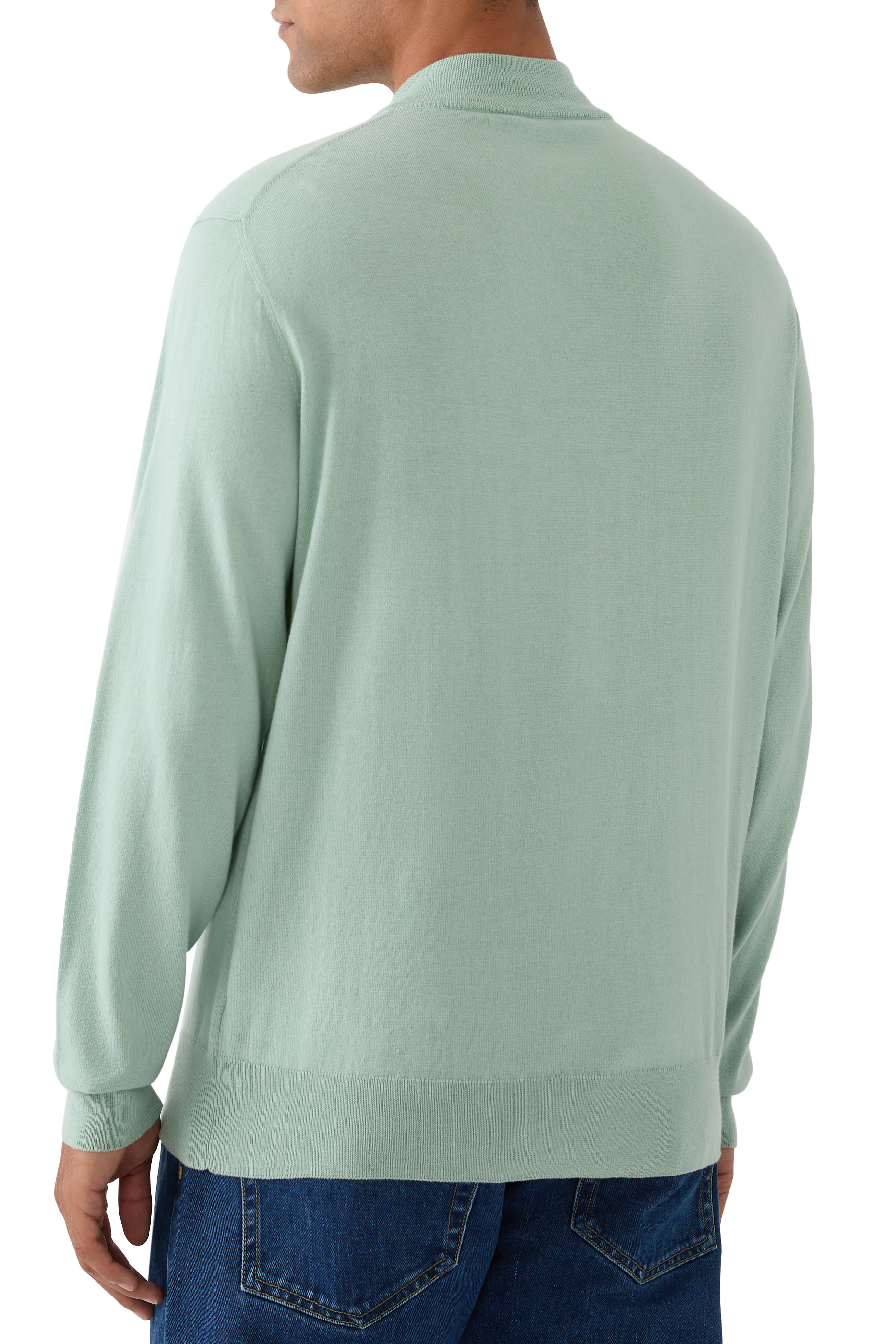 Cotton & Cashmere Quarter Zip Fine Knit Polo