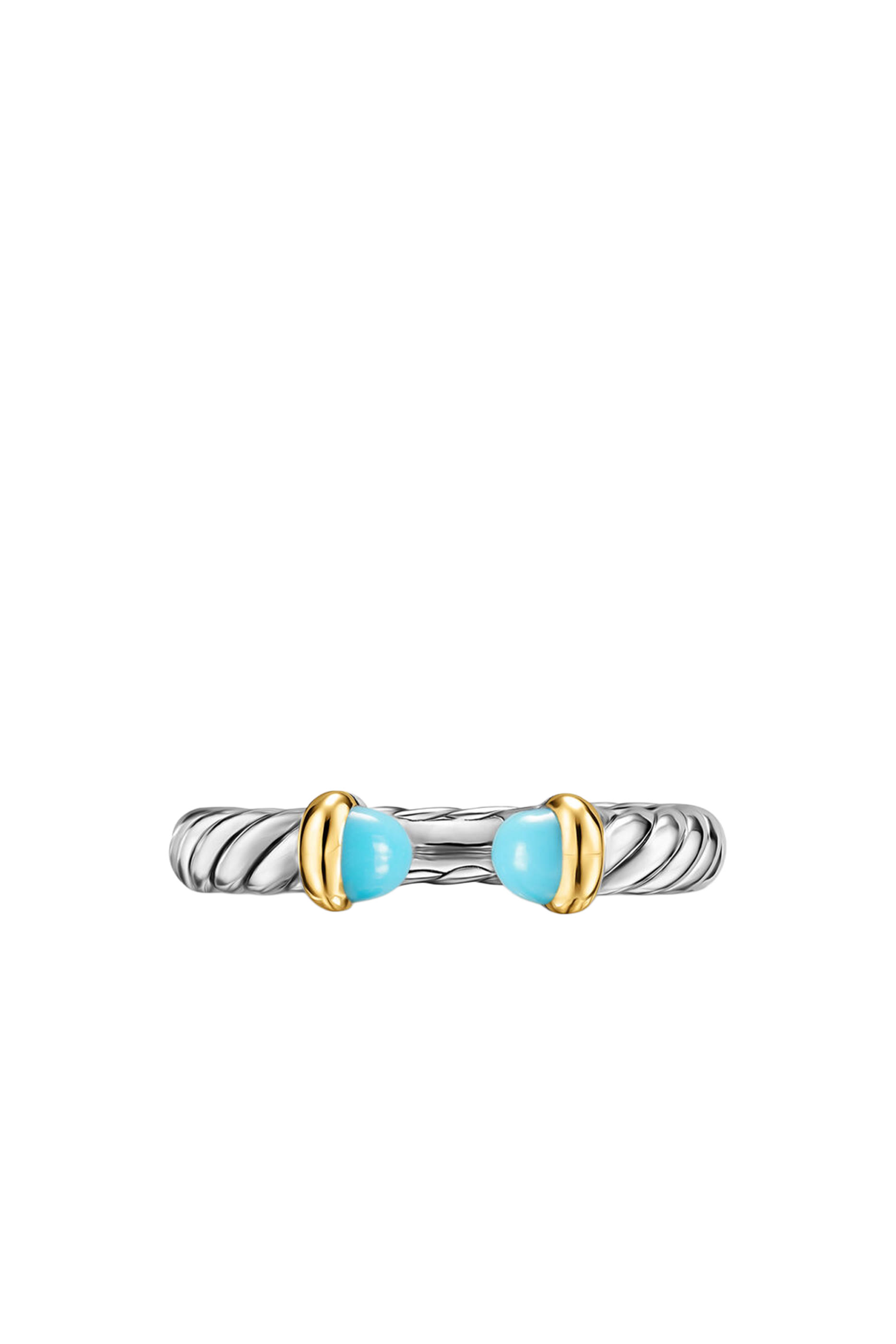 Petite Cable Open Ring, Sterling Silver & 14k Yellow Gold 