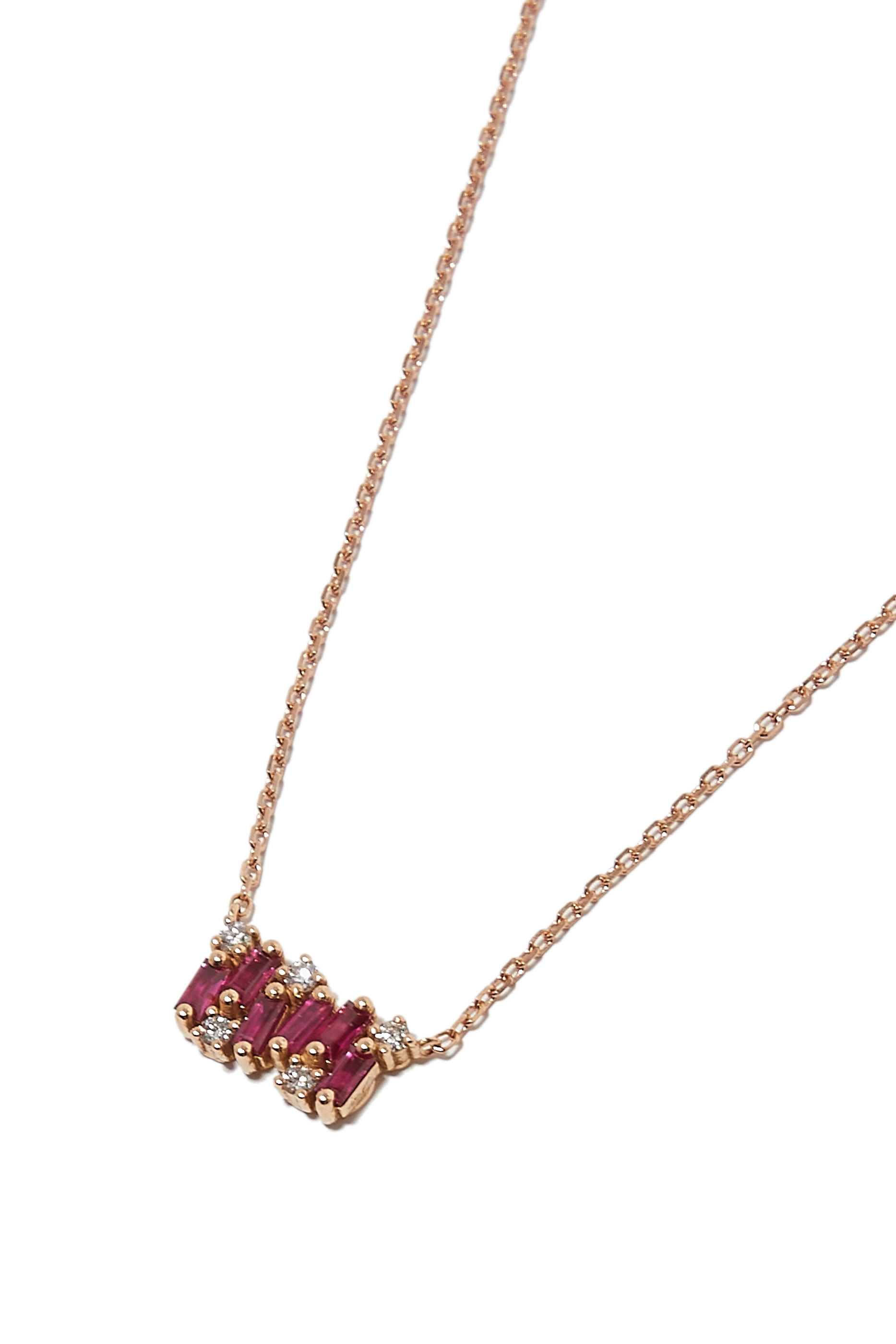 Chain Necklace, 18k Rose Gold with Ruby & Diamond