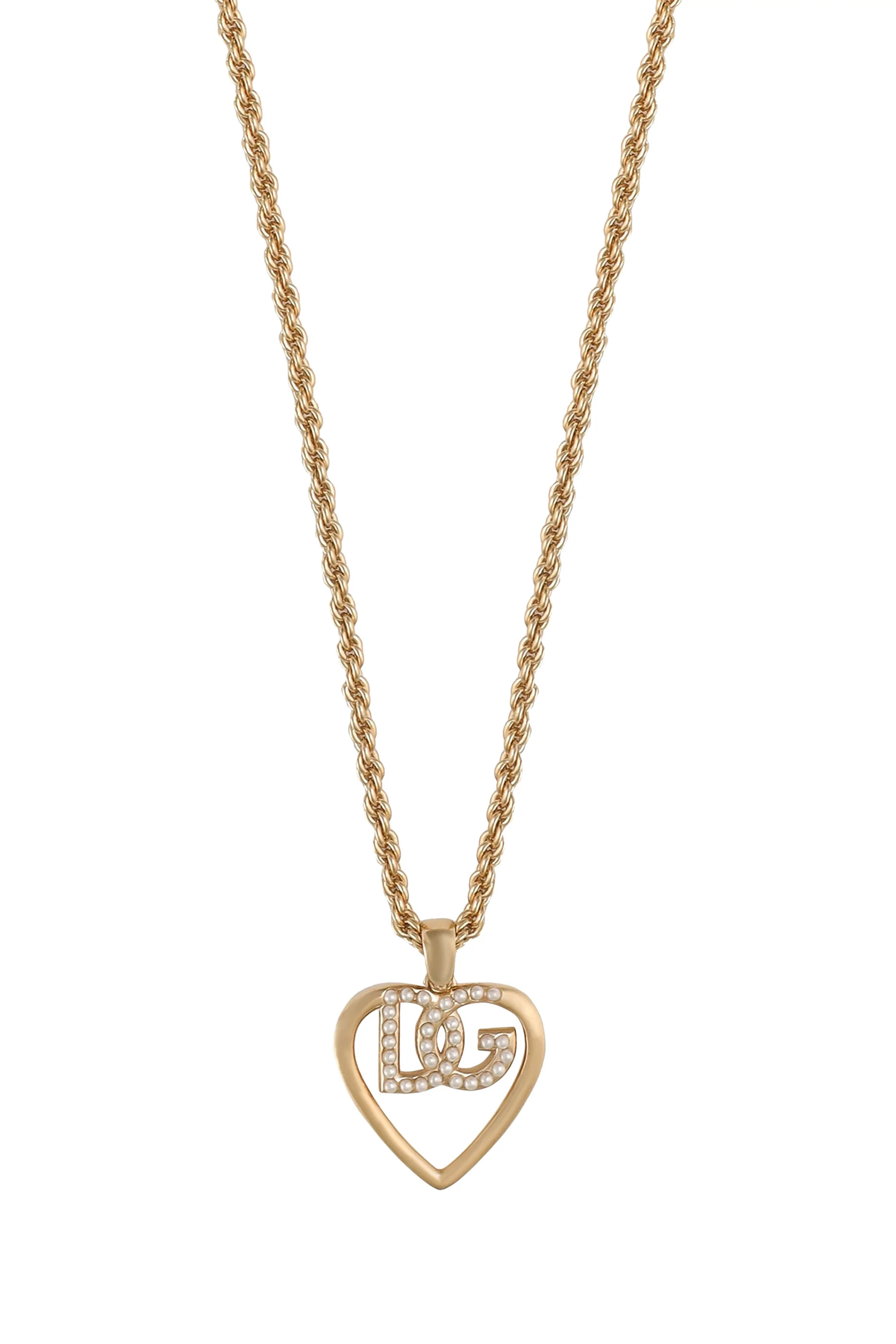 DG Logo & Heart Pendant Necklace