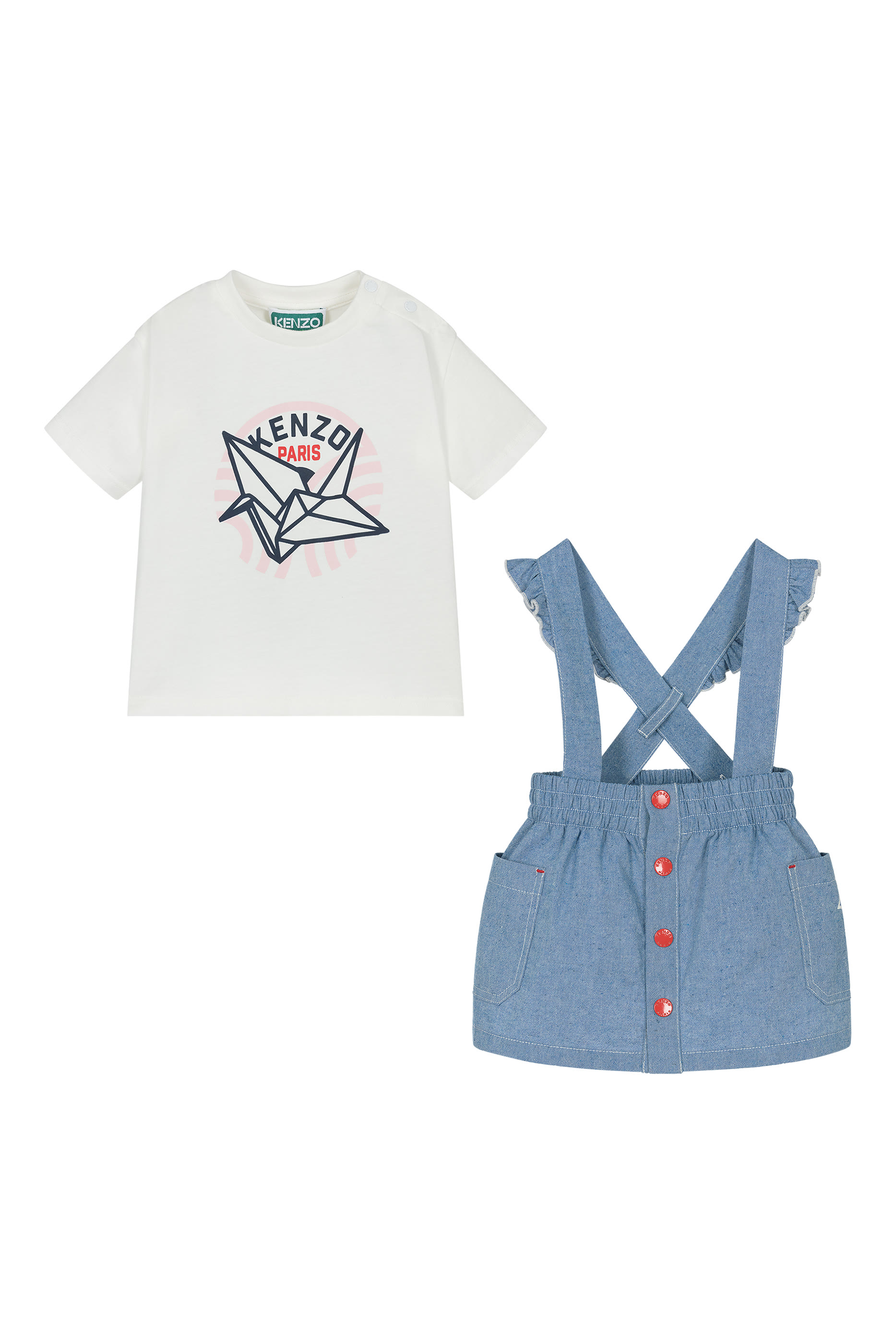 Kids Cotton T-Shirt & Dungarees Set