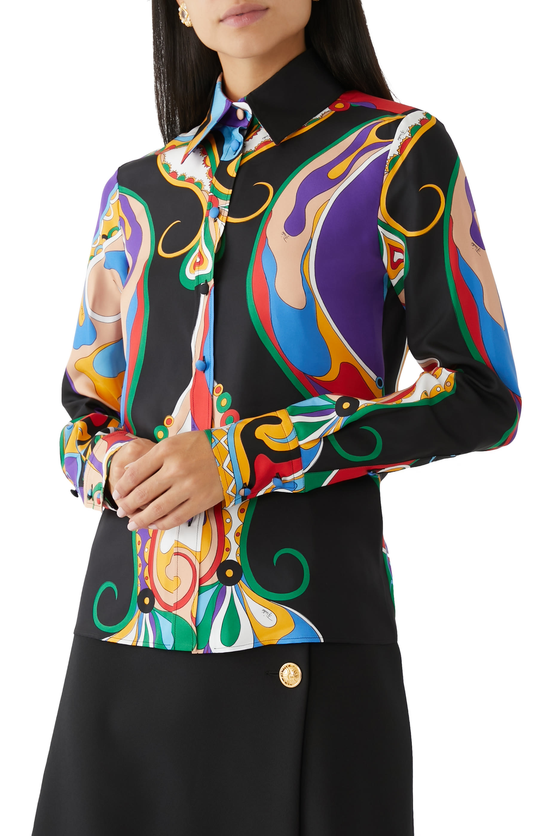 Orchidee-Print Silk-Twill Shirt
