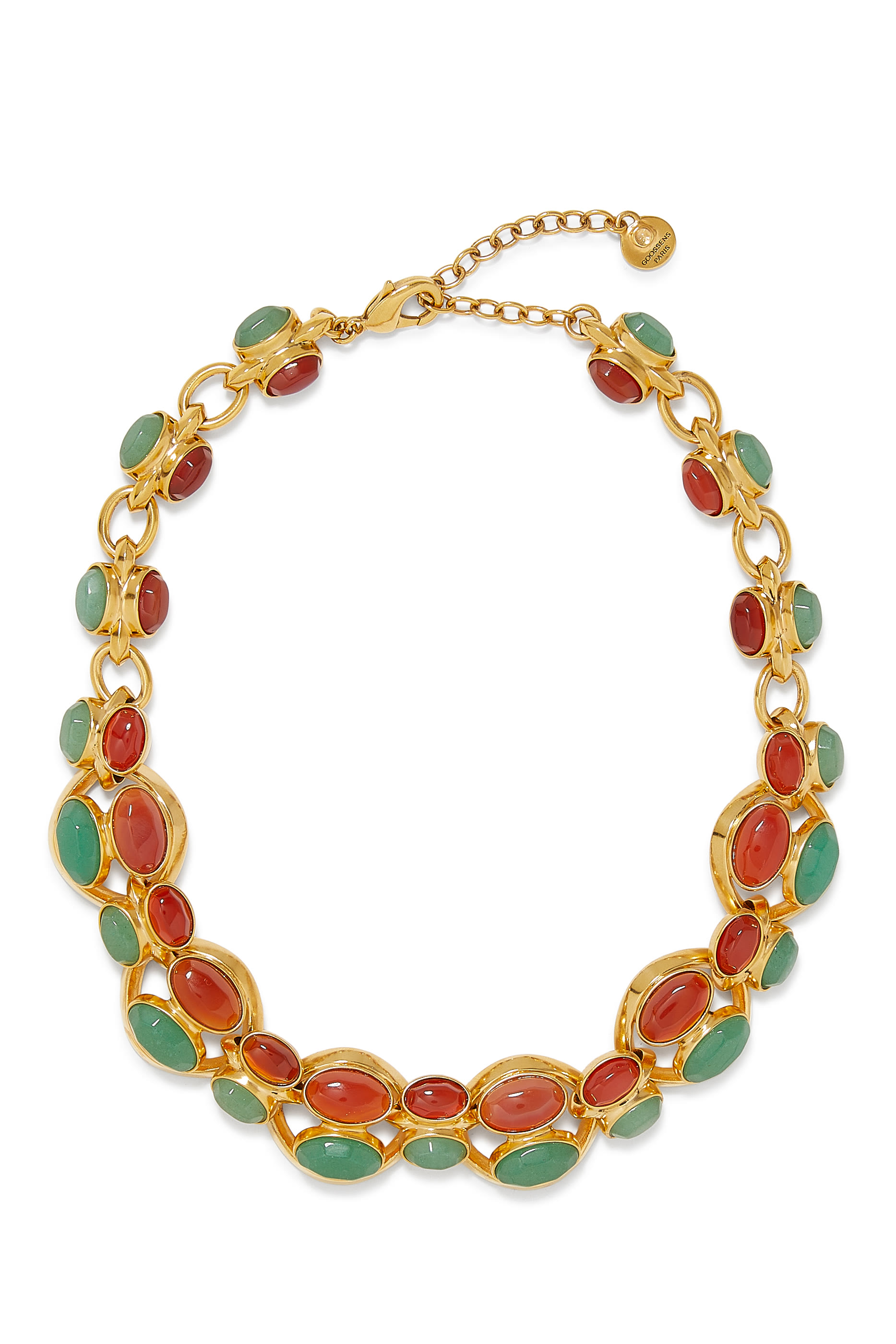  Bosphore Necklace,  24K Plated Brass with Aventurine & Cornelian