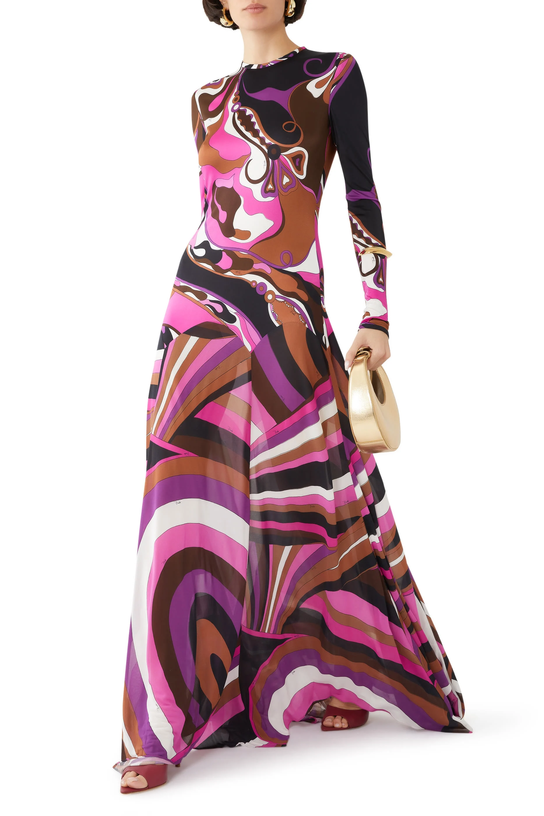 Orchidee and Iride-Print Long Dress