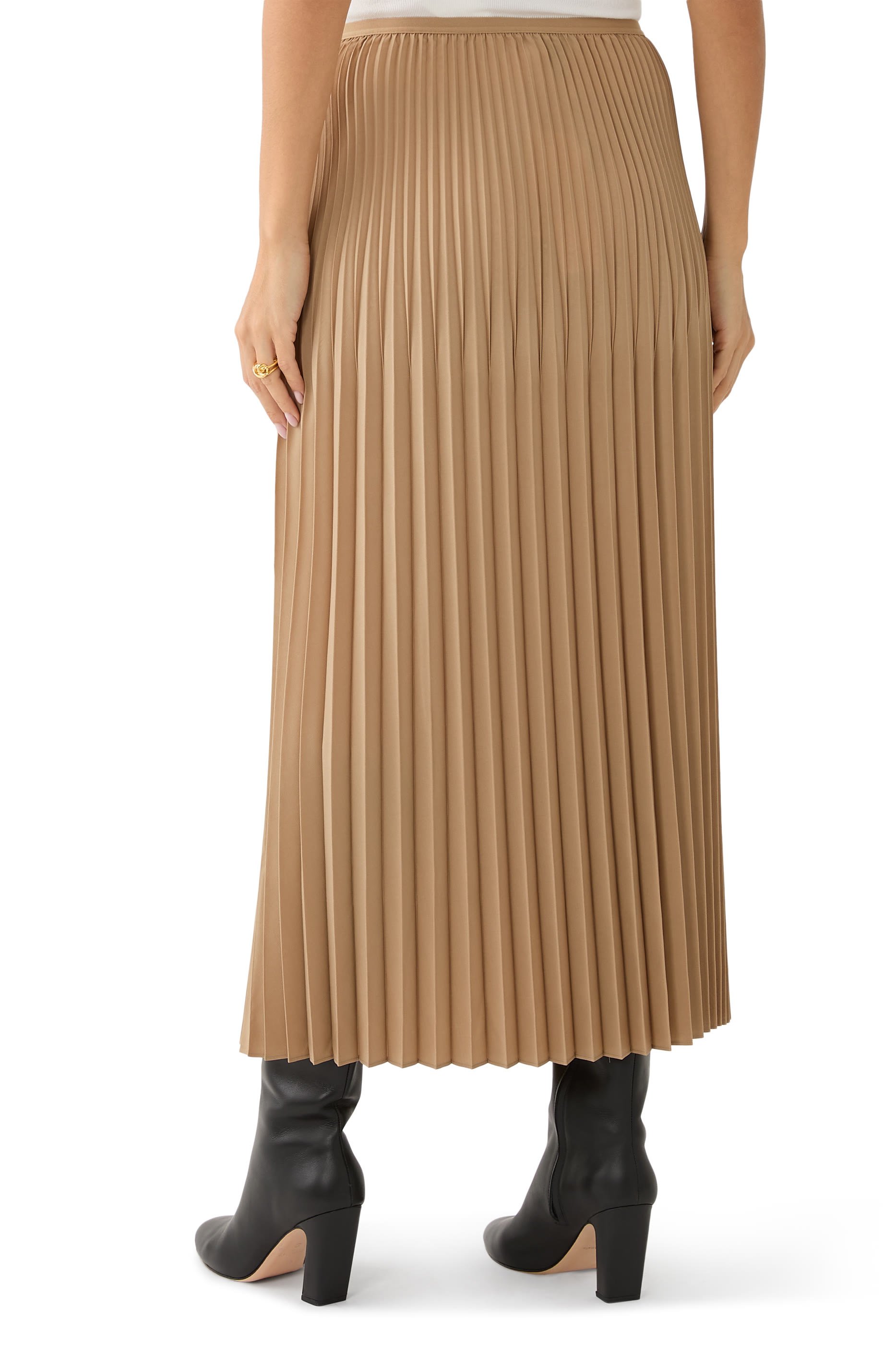 Woven Wool Silk A-Line Skirt