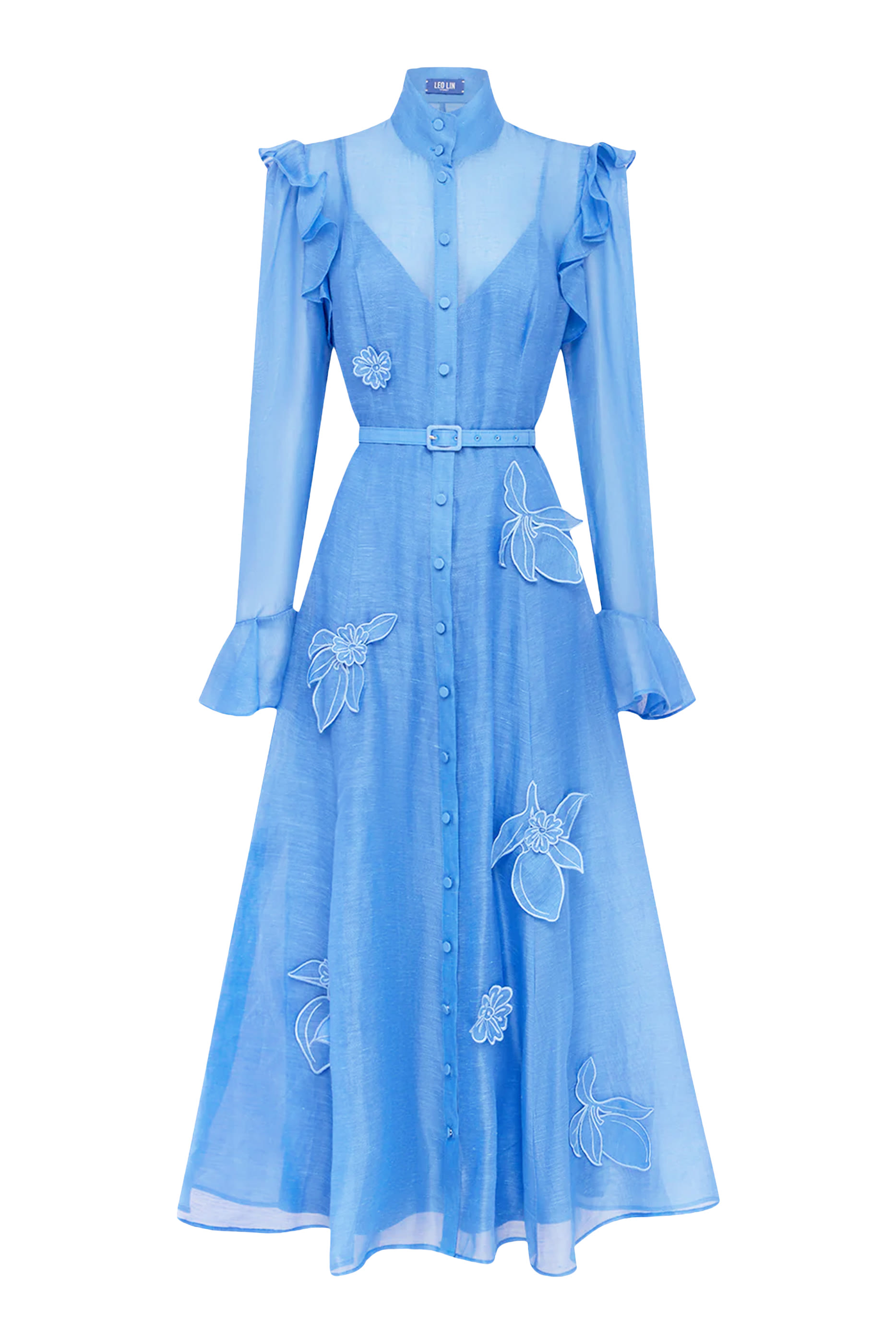 Katrina Appliqu&eacute; Butterfly Sleeve Midi Dress 