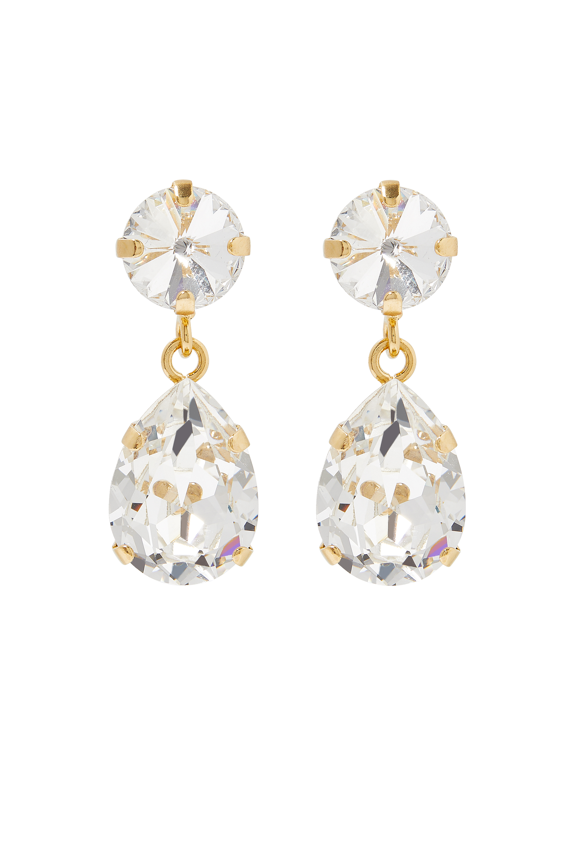 Classic Drop Earrings, 18K Gold/Rhodium & Crystals