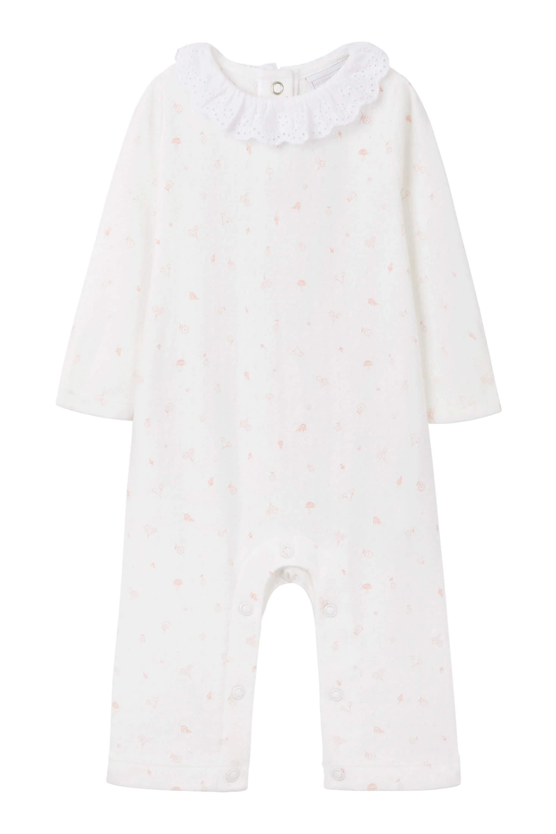 Kids Organic Cotton Ottilie Floral Lace Collar Pointelle Sleepsuit