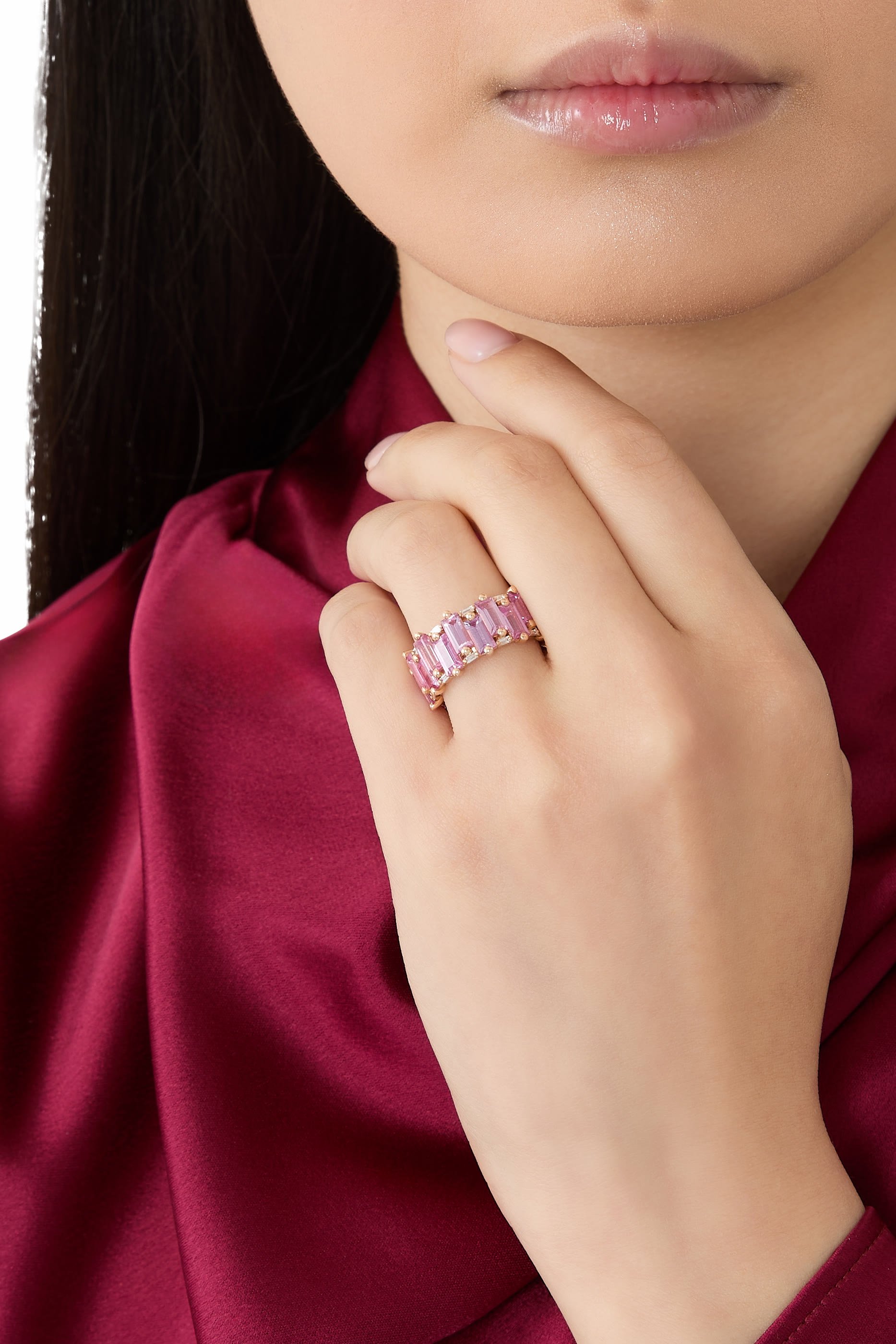 One-of-a-Kind Wide Eternity Band Ring, 18k Rose Gold & Sapphire