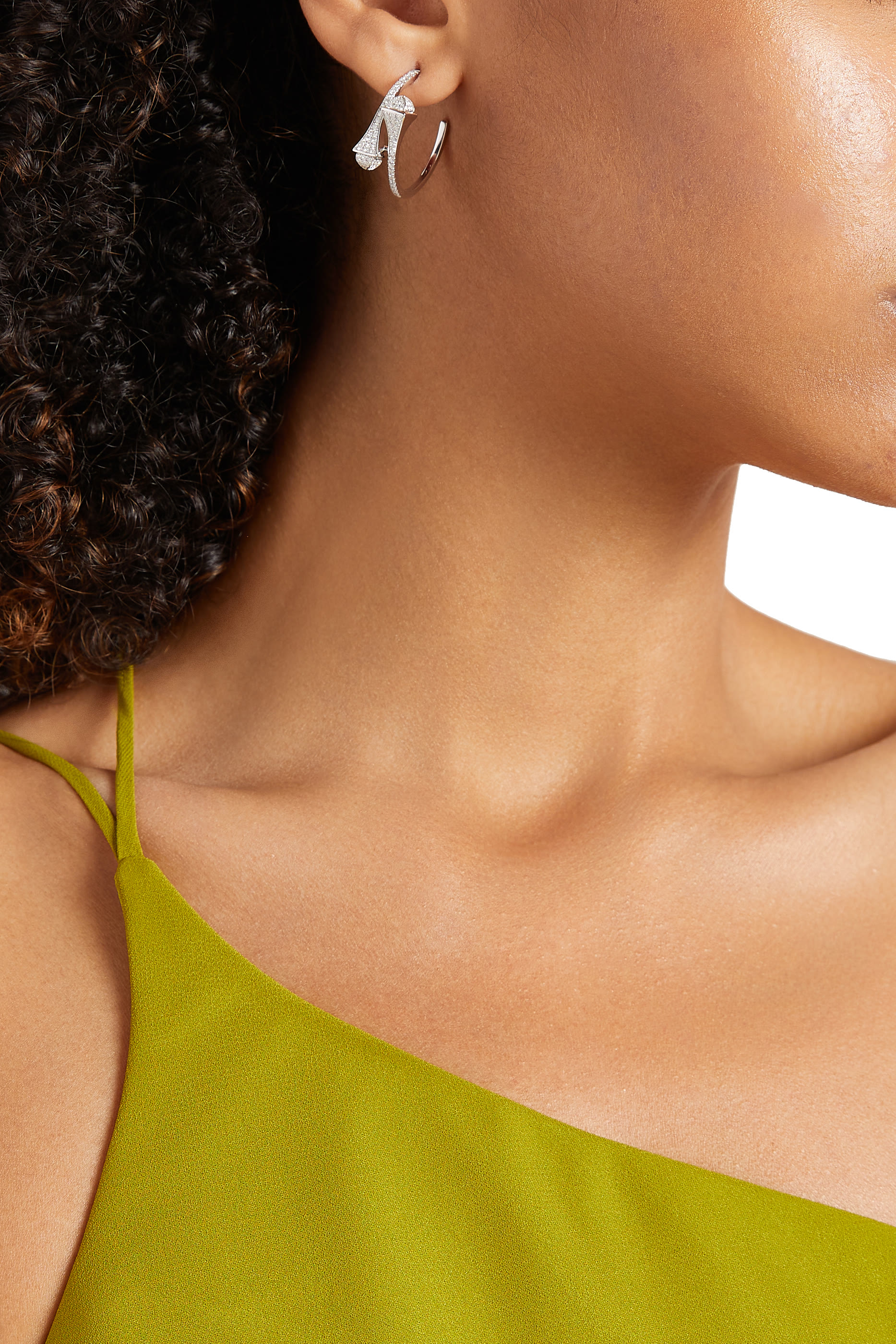 Cleo Diamond Hoop Earrings, 18k White Gold & Diamonds