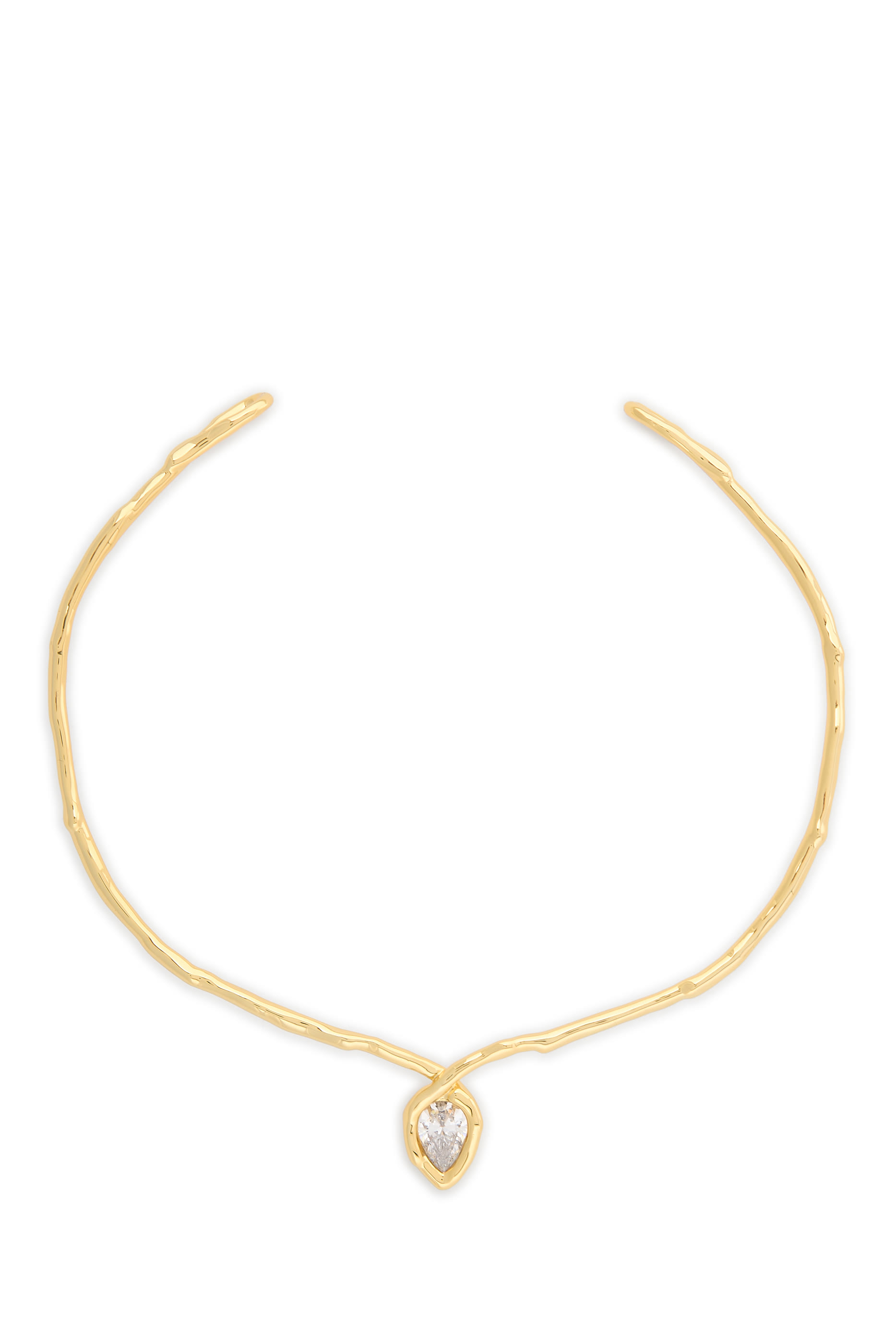 Asterales Gold Floating Collar Necklace, 14k Gold Plated Brass & CZ Crystal