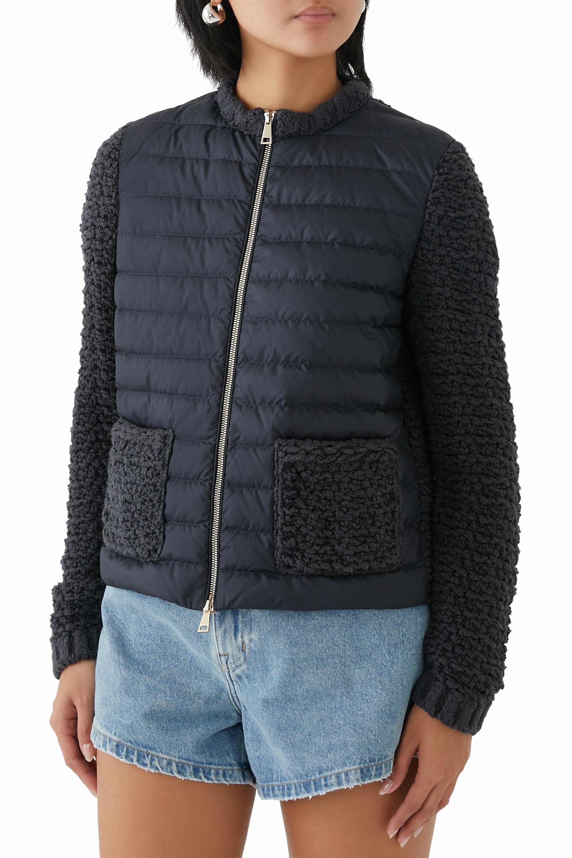 Padded Cotton Zip-Up Cardigan 