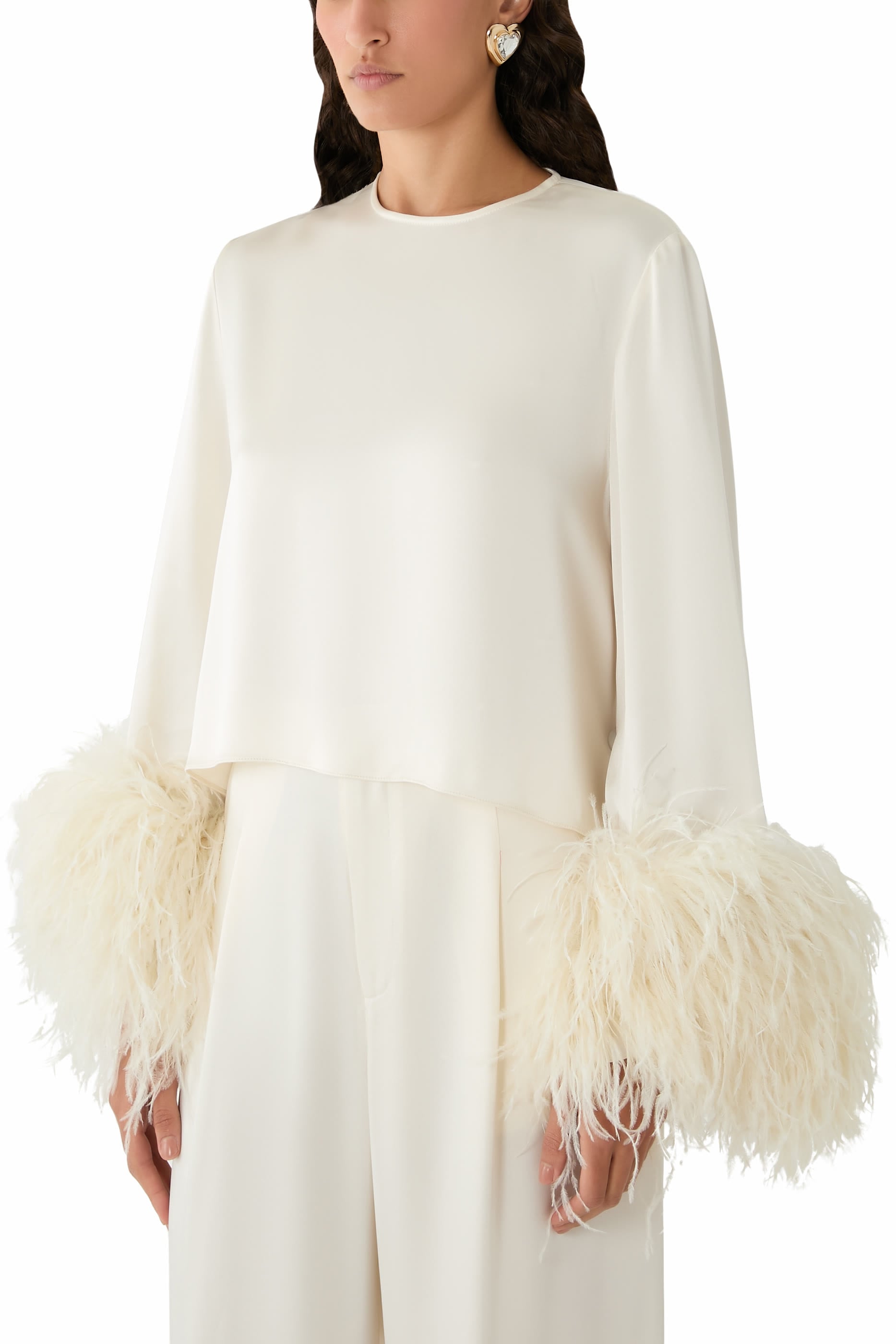 Satin Top With Feathers