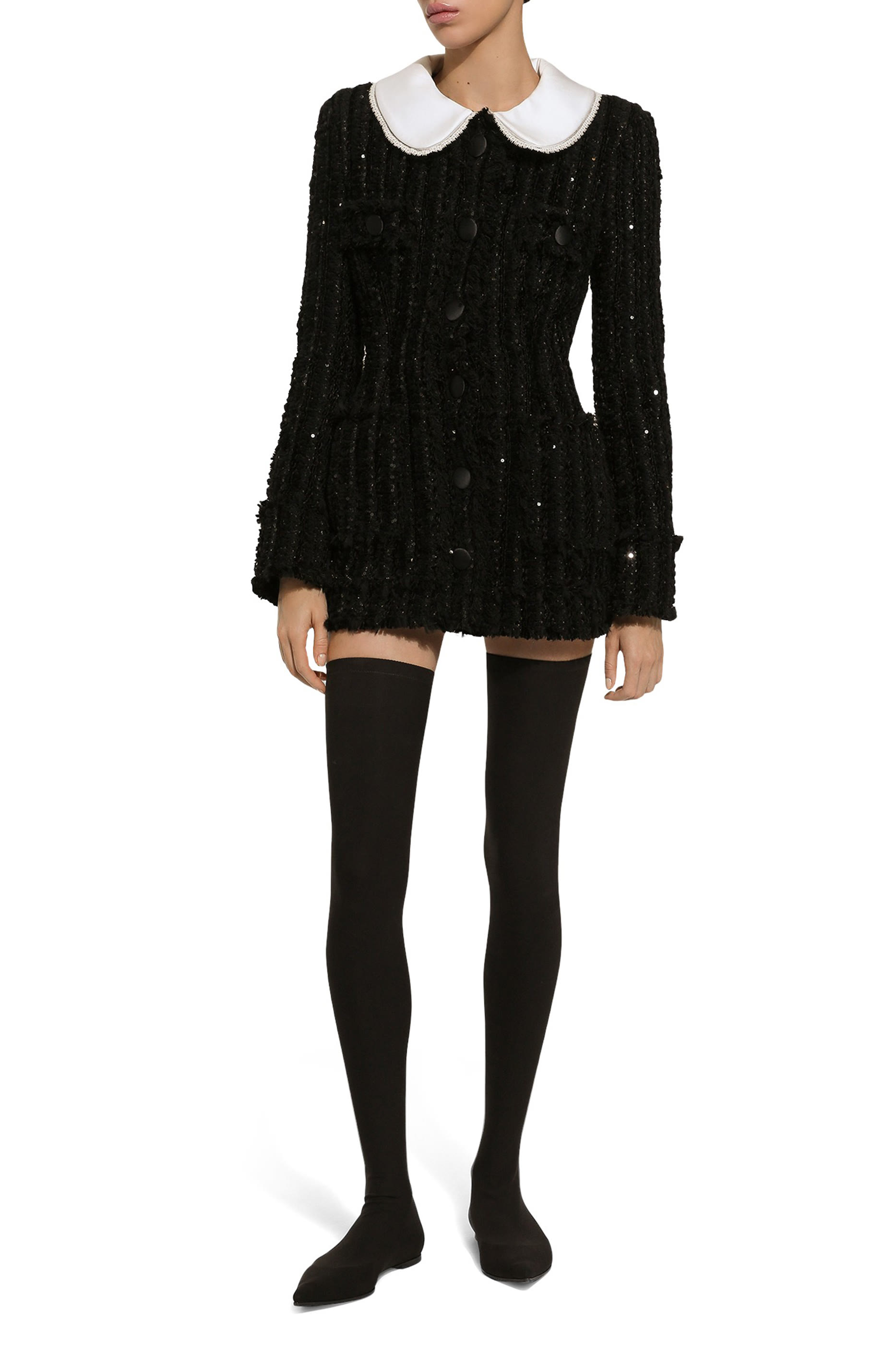 Micro-Sequin Embellished Tweed Jacket